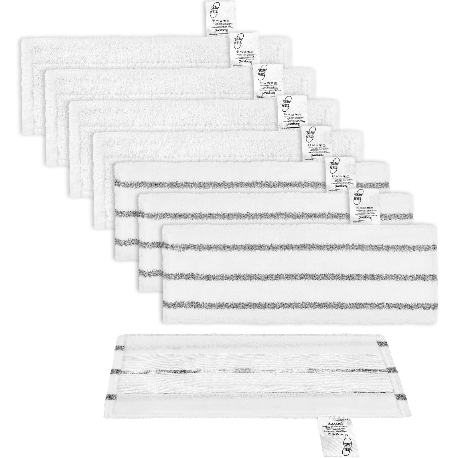 KEEPOW 8 Pack EasyFix Pads for Karcher SC2, SC3, SC4, SC5 Steam Cleaner (4 Grey + 4 White), Accessories