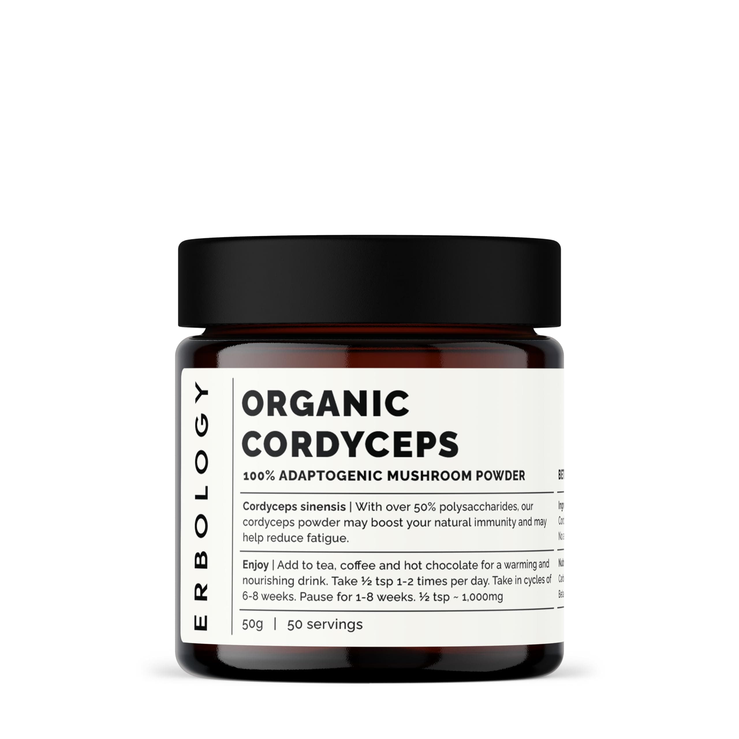 Organic Cordyceps Powder 50g - 100% Adaptogenic Mushroom