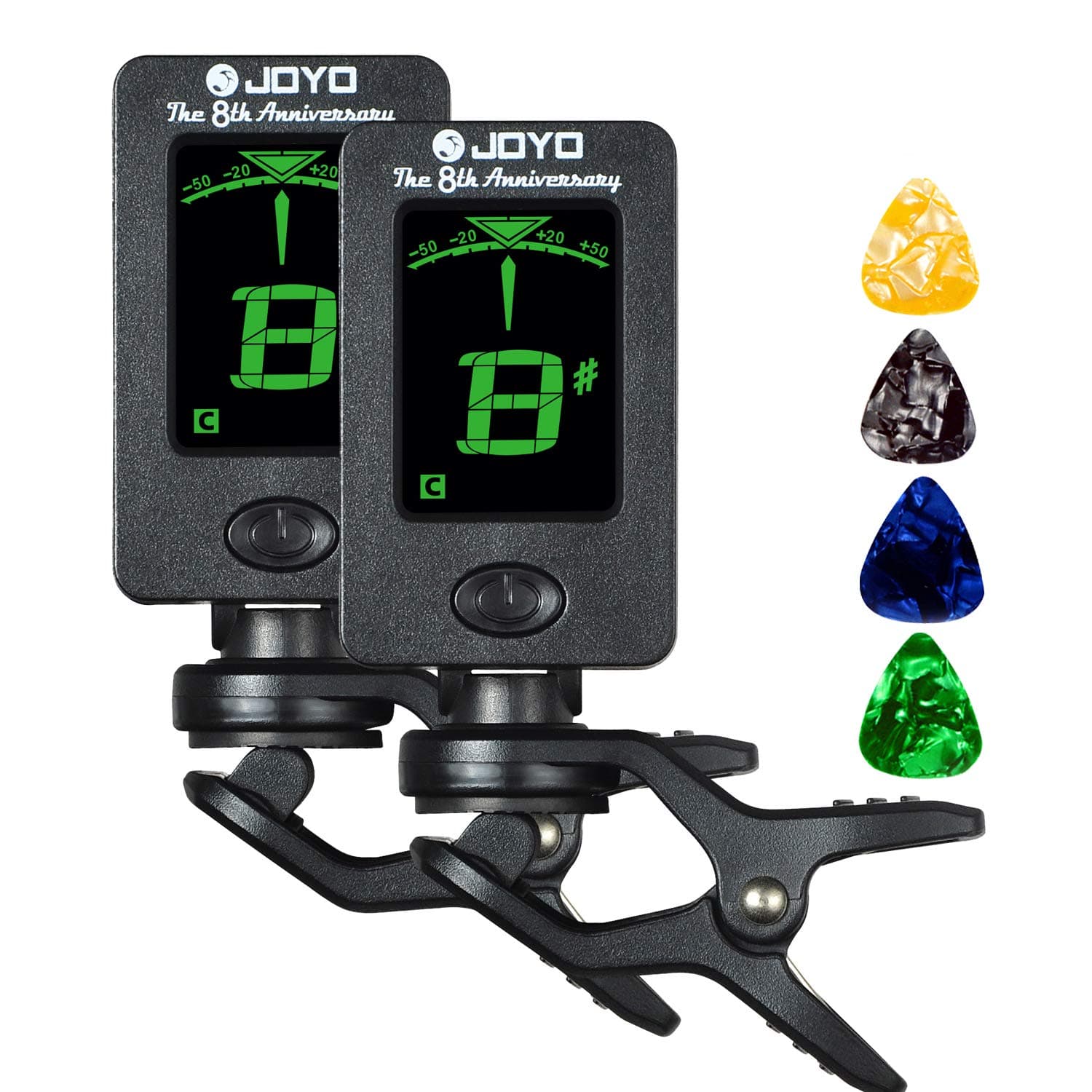 (2Pack) Hantwin Guitar Tuner 360 degree Rotational Electronic Digital Tuner Easy to Use Highly Accurate Clip-on Tuner - Suitable for Acoustic and Electric Guitar Bass Violin Ukulele