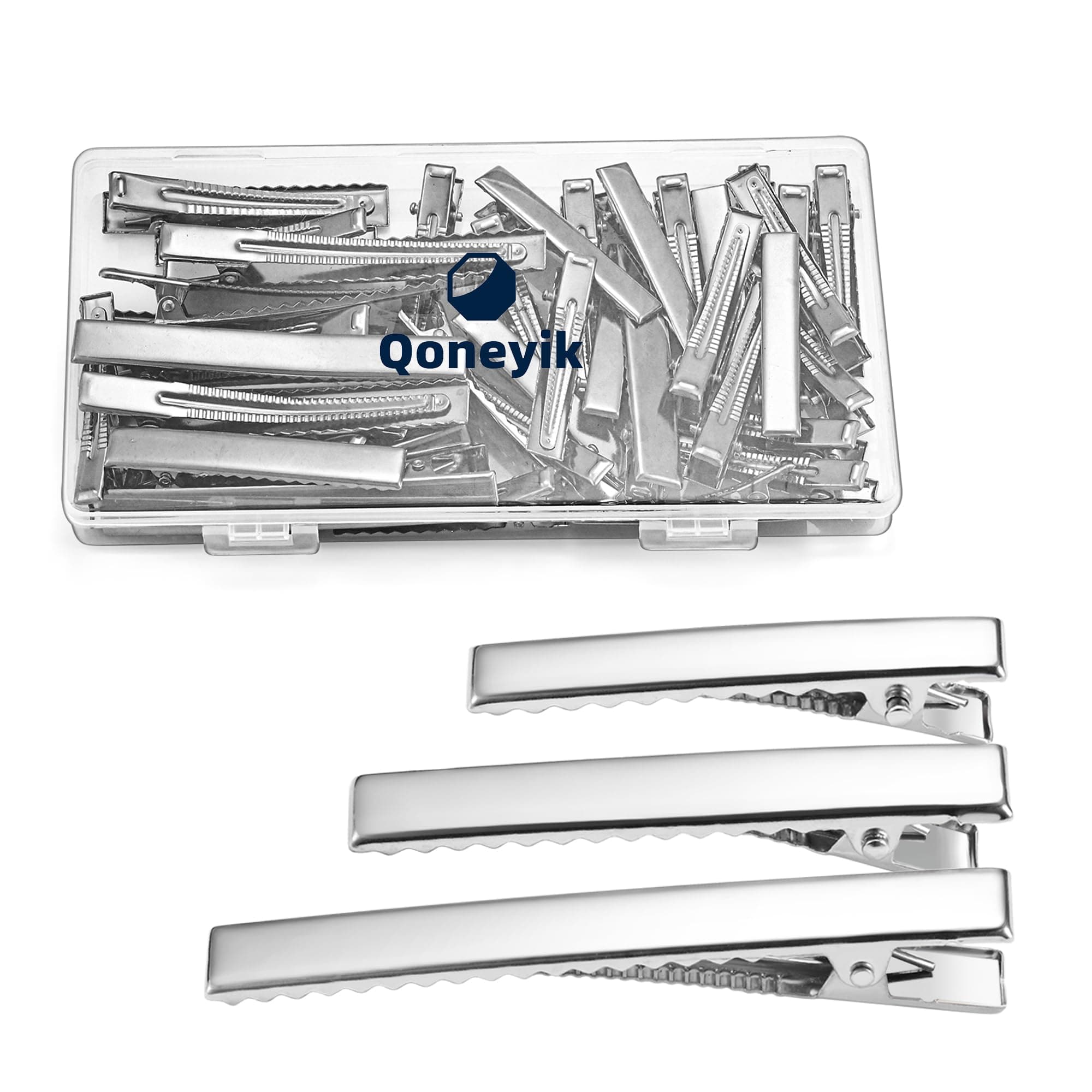 45Pcs Metal Hair Accessories Set: Alligator Hair Clips for Bow Making, 3 Sizes Silver Hair Curlers, Salon Grips, DIY Hairpins with Case