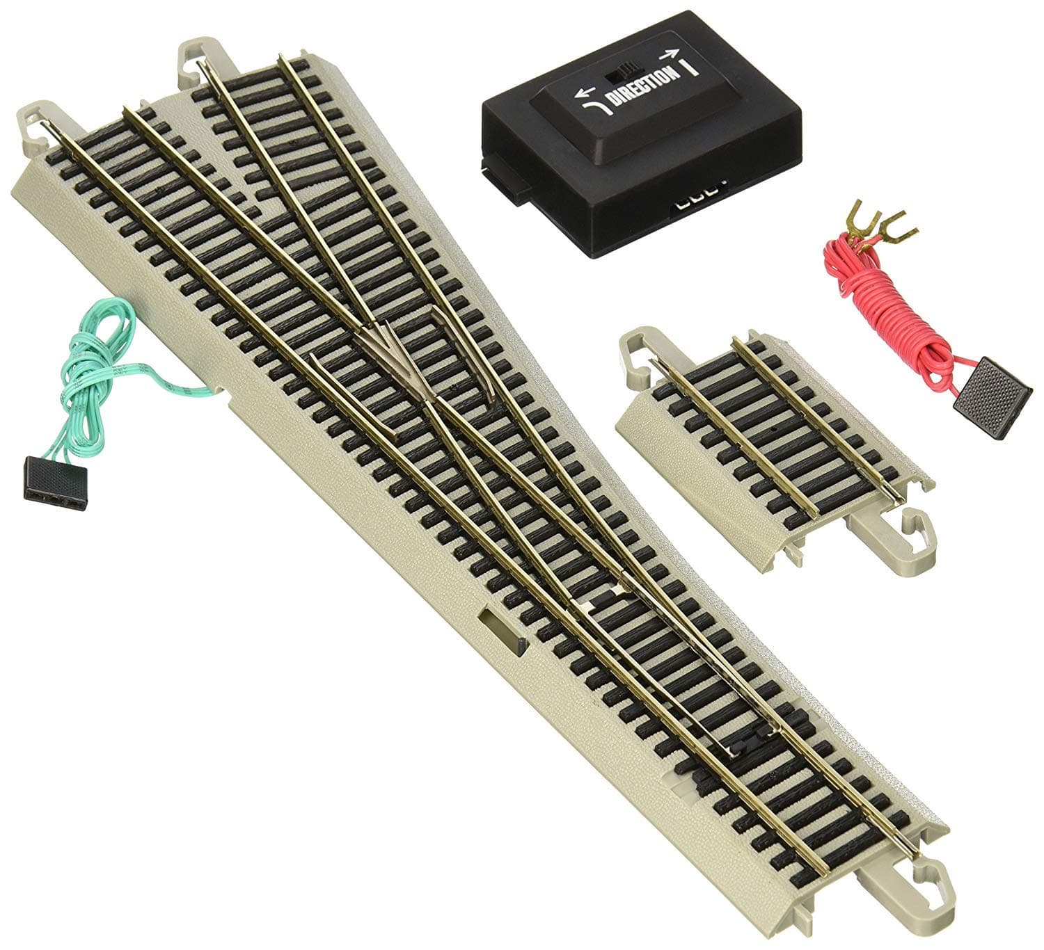 Trains - Snap-Fit E-Z TRACK #5 TURNOUT - RIGHT (1/card) - NICKEL SILVER Rail With Gray Roadbed - HO Scale