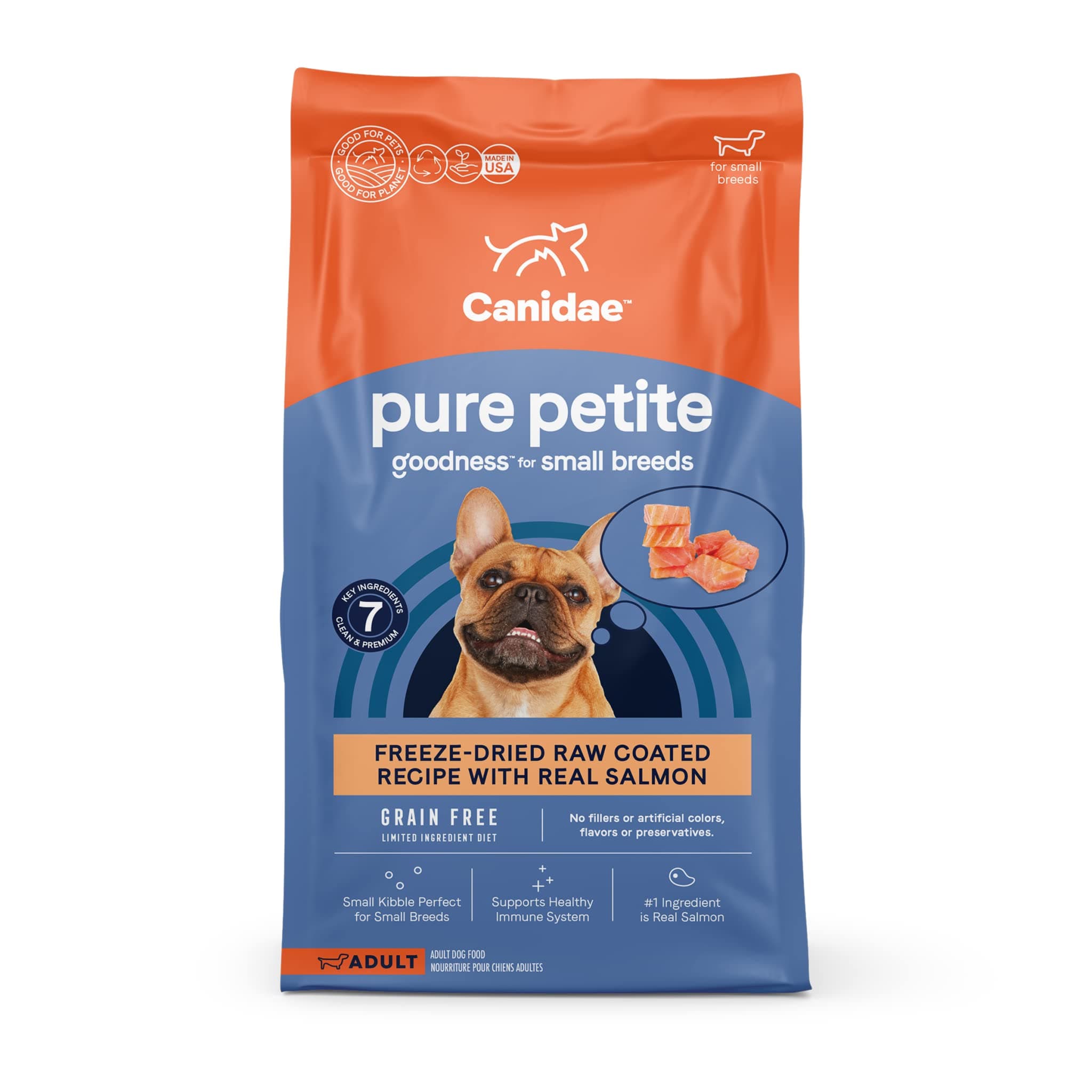 Canidae PURE Petite Limited Ingredient Premium Small Breed Adult Dry Dog Food, Salmon Recipe, Freeze Dried Raw Coated, 10 Pounds, Grain Free