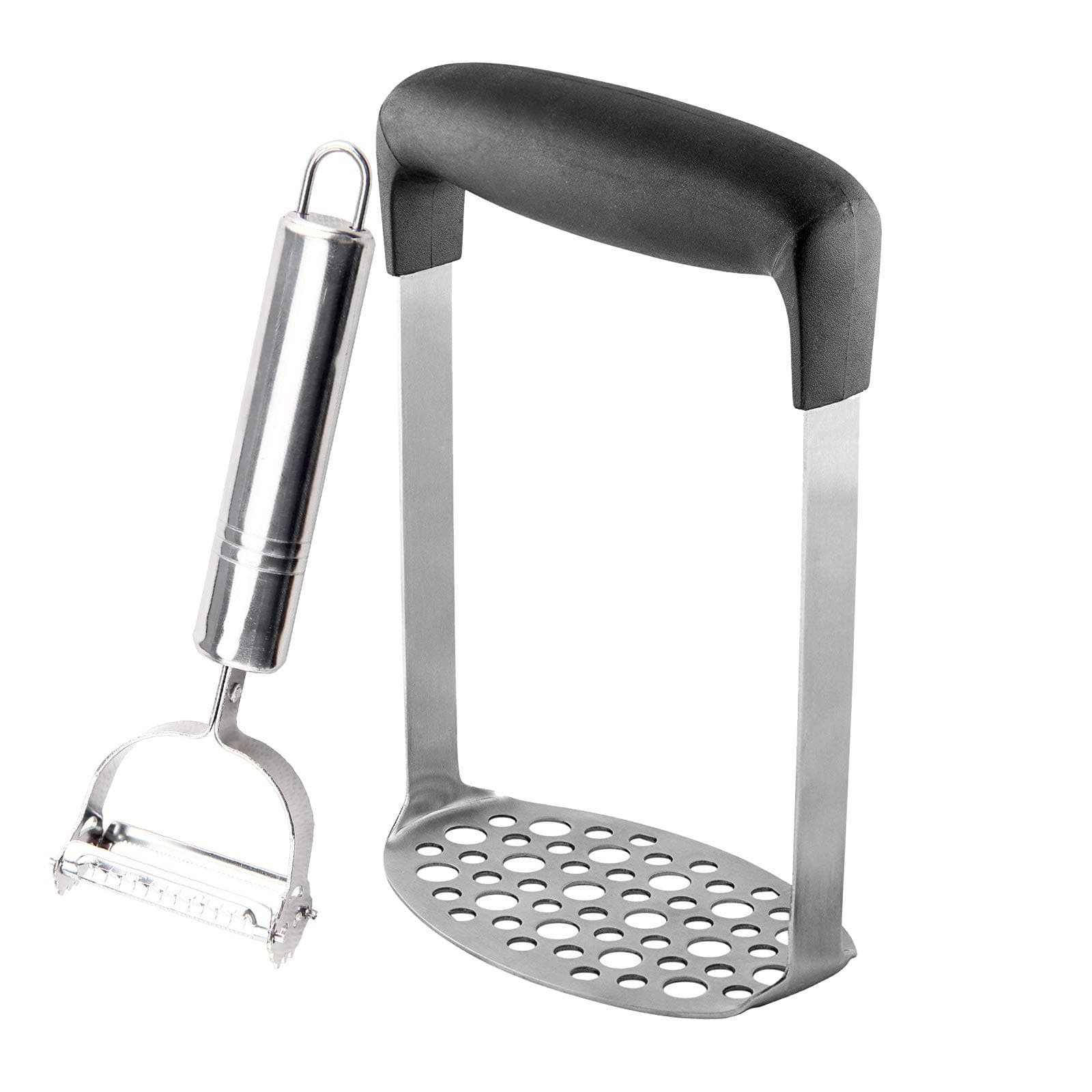 GAIORD Potato Masher with Fine Mesh Platter and Ergonomic Horizontal Handle