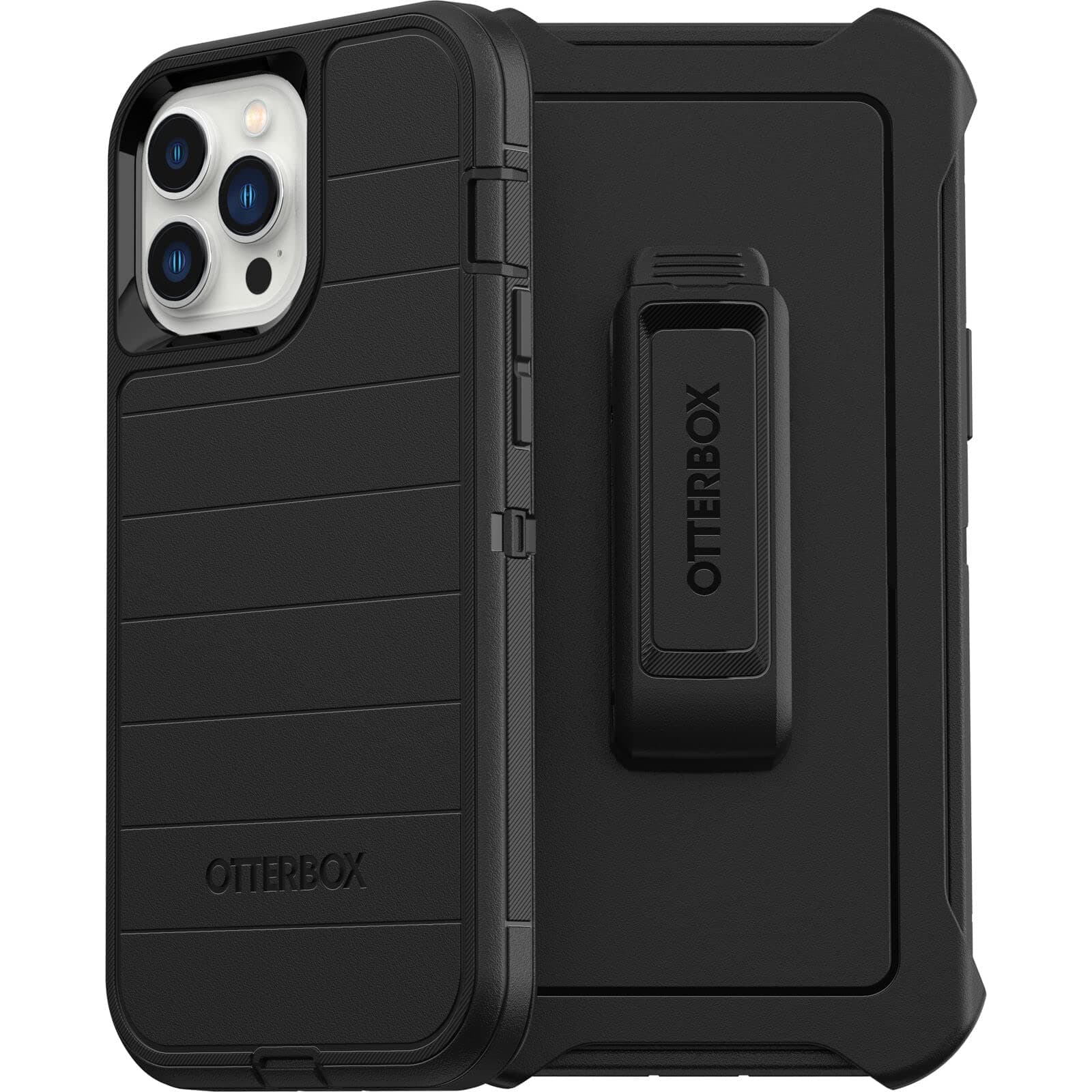 OtterBox iPhone 13 Pro Max & iPhone 12 Pro Max Defender Series Case - Black, Rugged & Durable, with Port Protection, Includes Holster Clip Kickstand