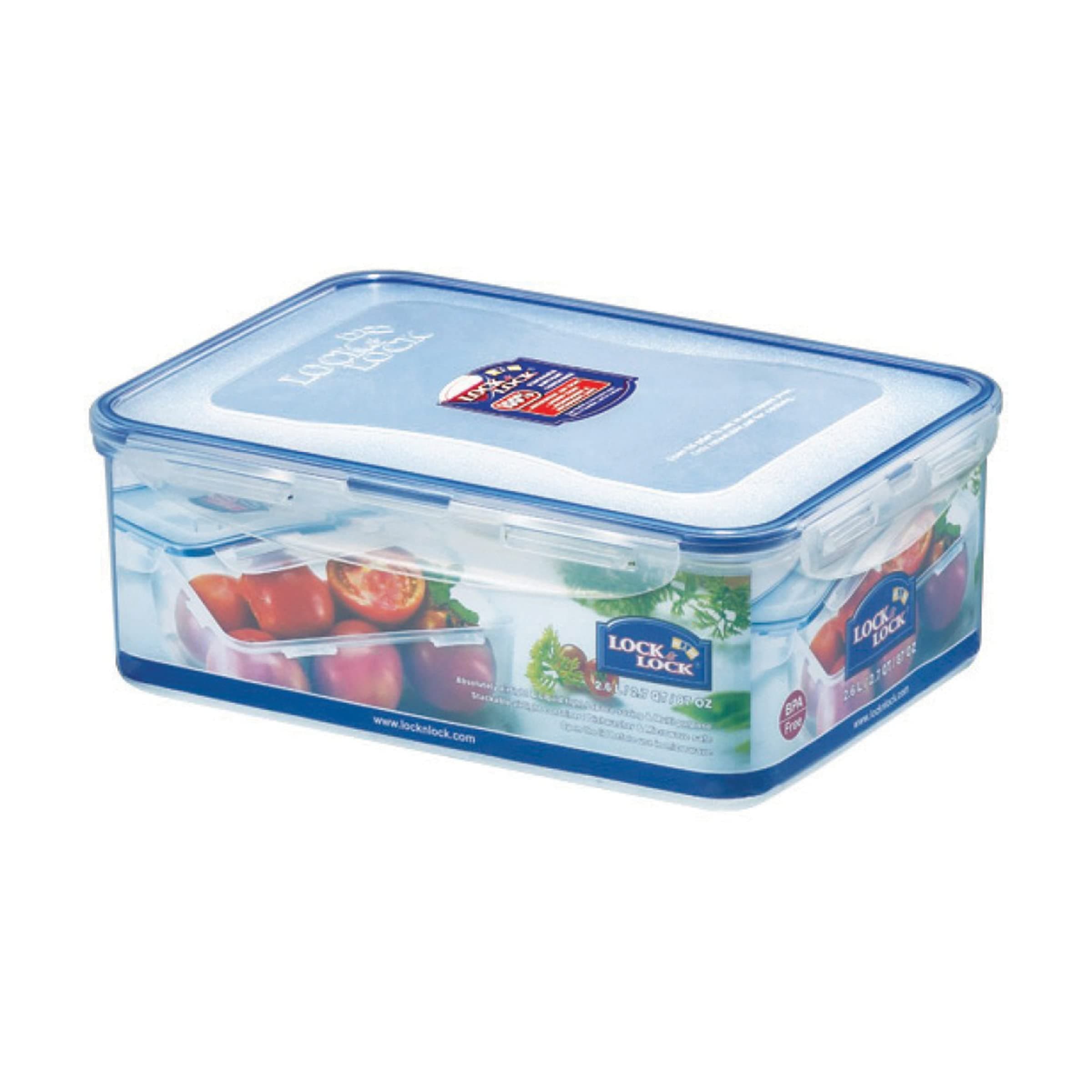 Lock & Lock HPL826 Rectangular Storage Container-Clear/Blue, 2.6 L