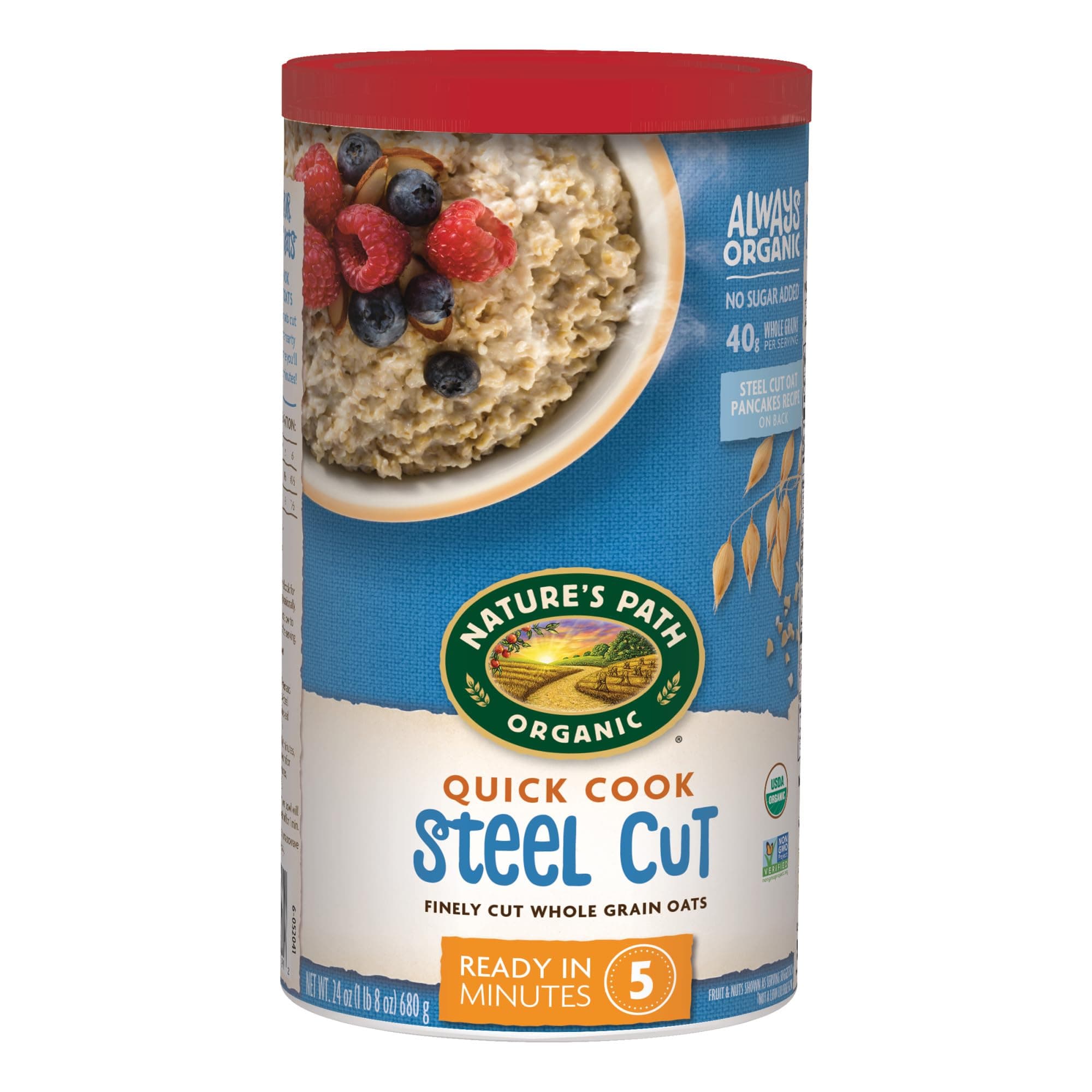 Organic Quick Cook Steel Cut Oatmeal, 24 oz (Pack of 1), Non-GMO