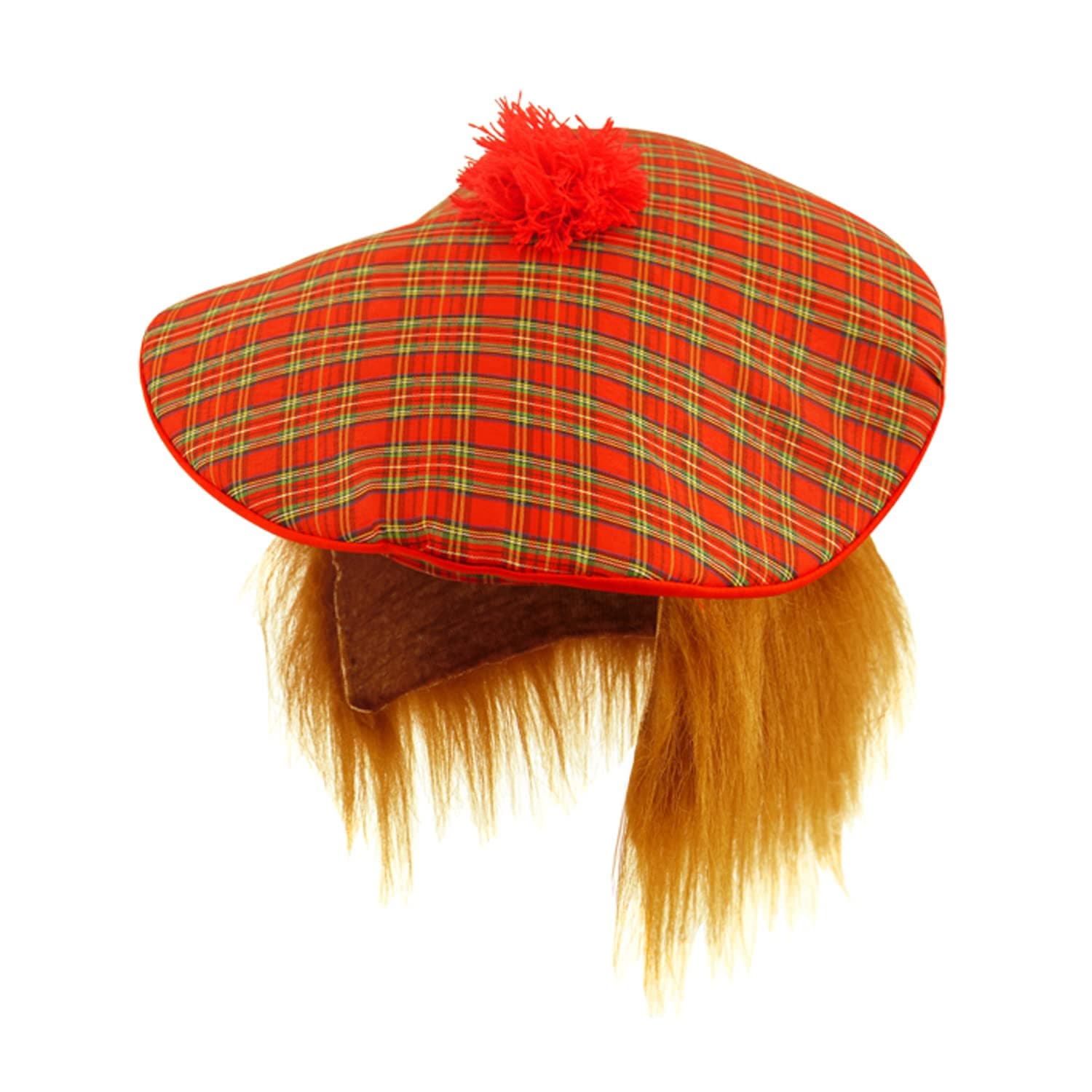 Scottish Tam O'Shanter Hat with Ginger Hair for Adults Stylish and Traditional Red