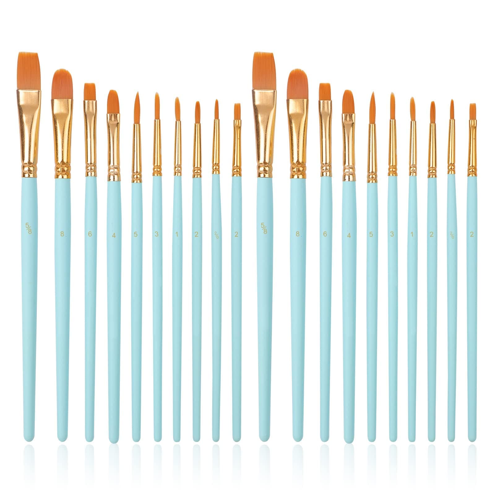Aniyoo Paint Brushes 20 PCS Nylon Hair Paint Brushes Set for Acrylic Oil Watercolor Gouache Painting Face Paint Brushes for Children and Adults