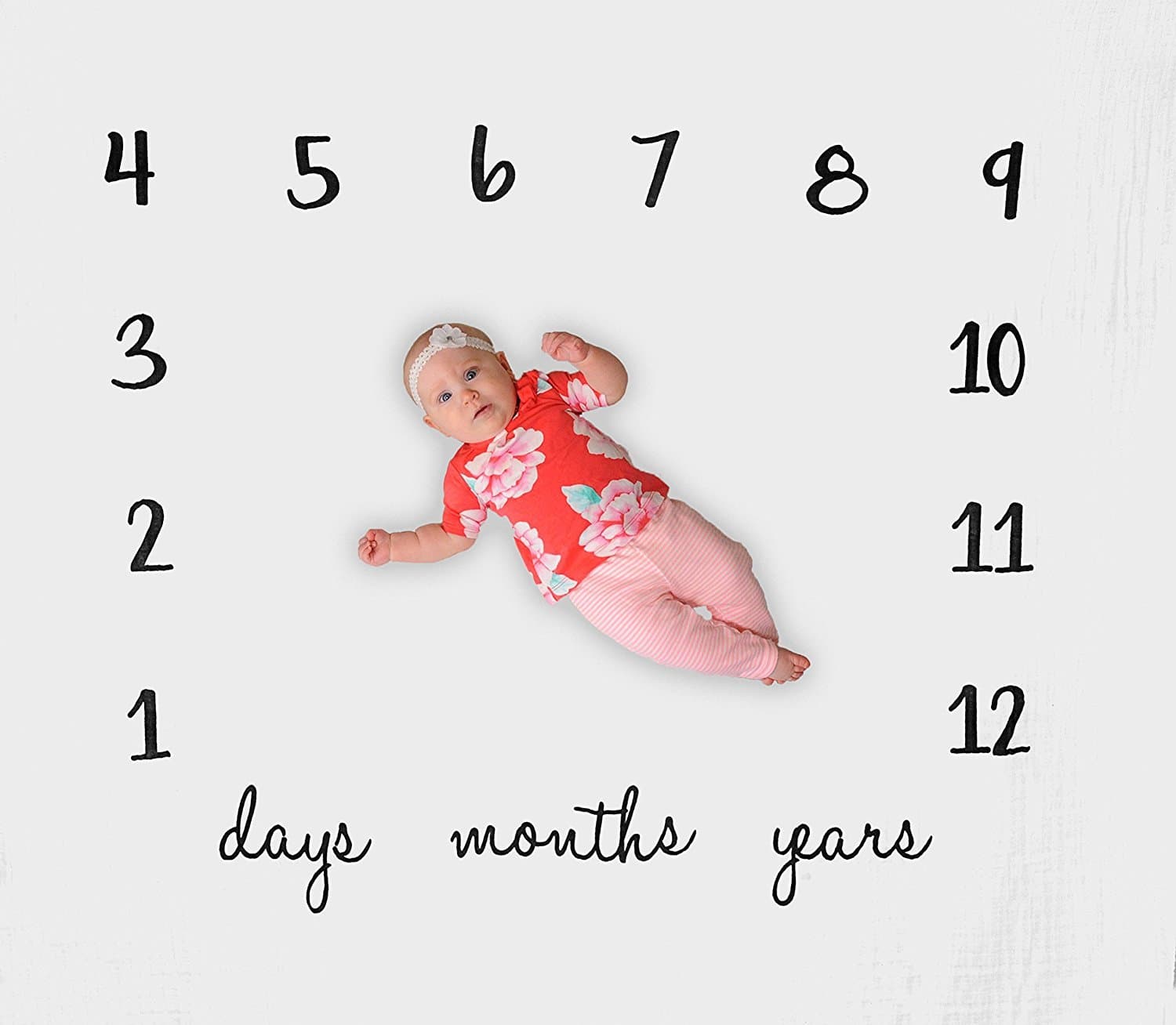 Baby Milestone Blanket Month to Month Photography Props - Extra Large 52 x 47 inch Monthly Age Blankets Create Personalized Photos for Each Month
