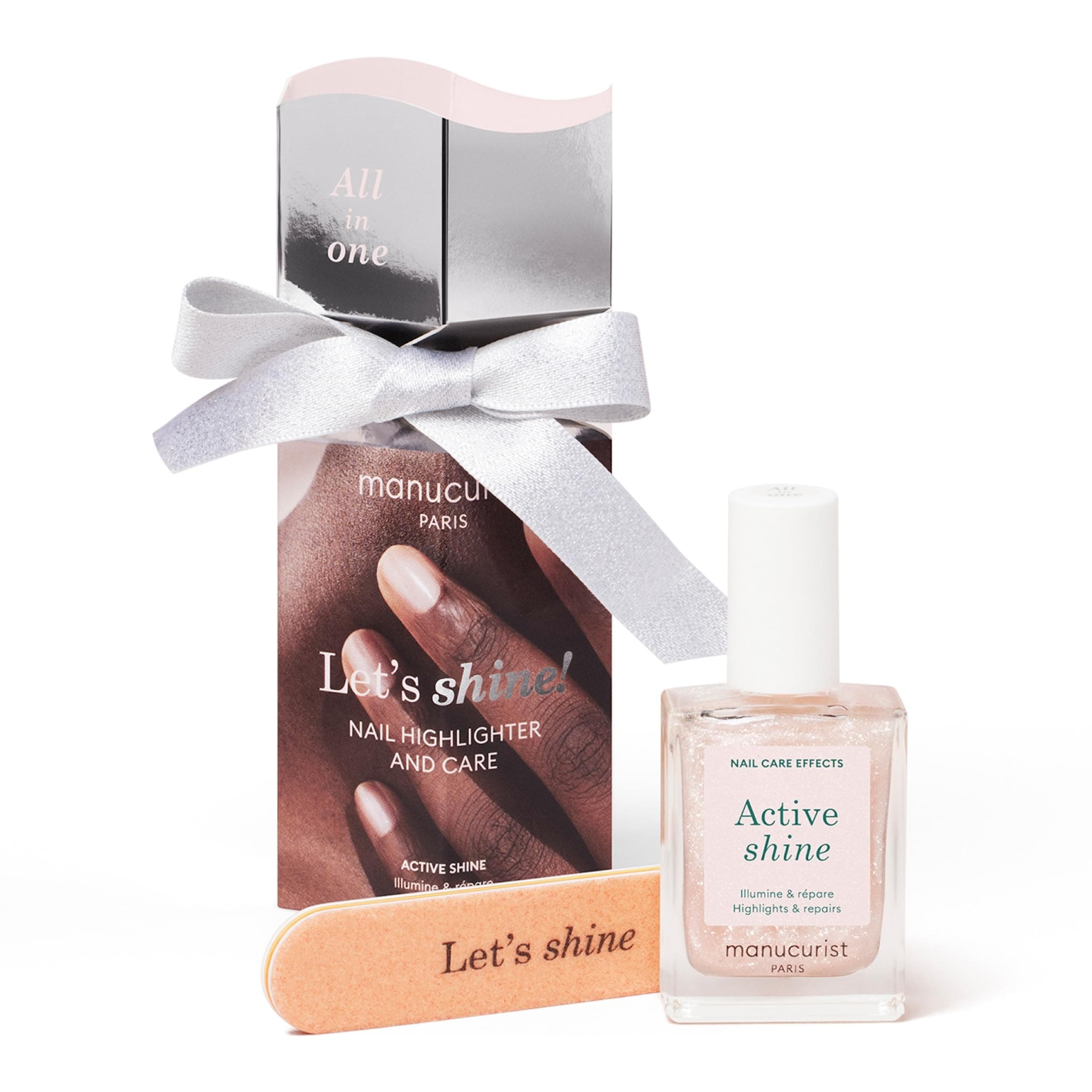 Manucurist Christmas Crackers - Active Shine Nail Polish and Nail Strengthener Presented in a Christmas Cracker - Ideal Gift for Women to Fill a Beauty Advent Calendar or as a Secret Santa Gift