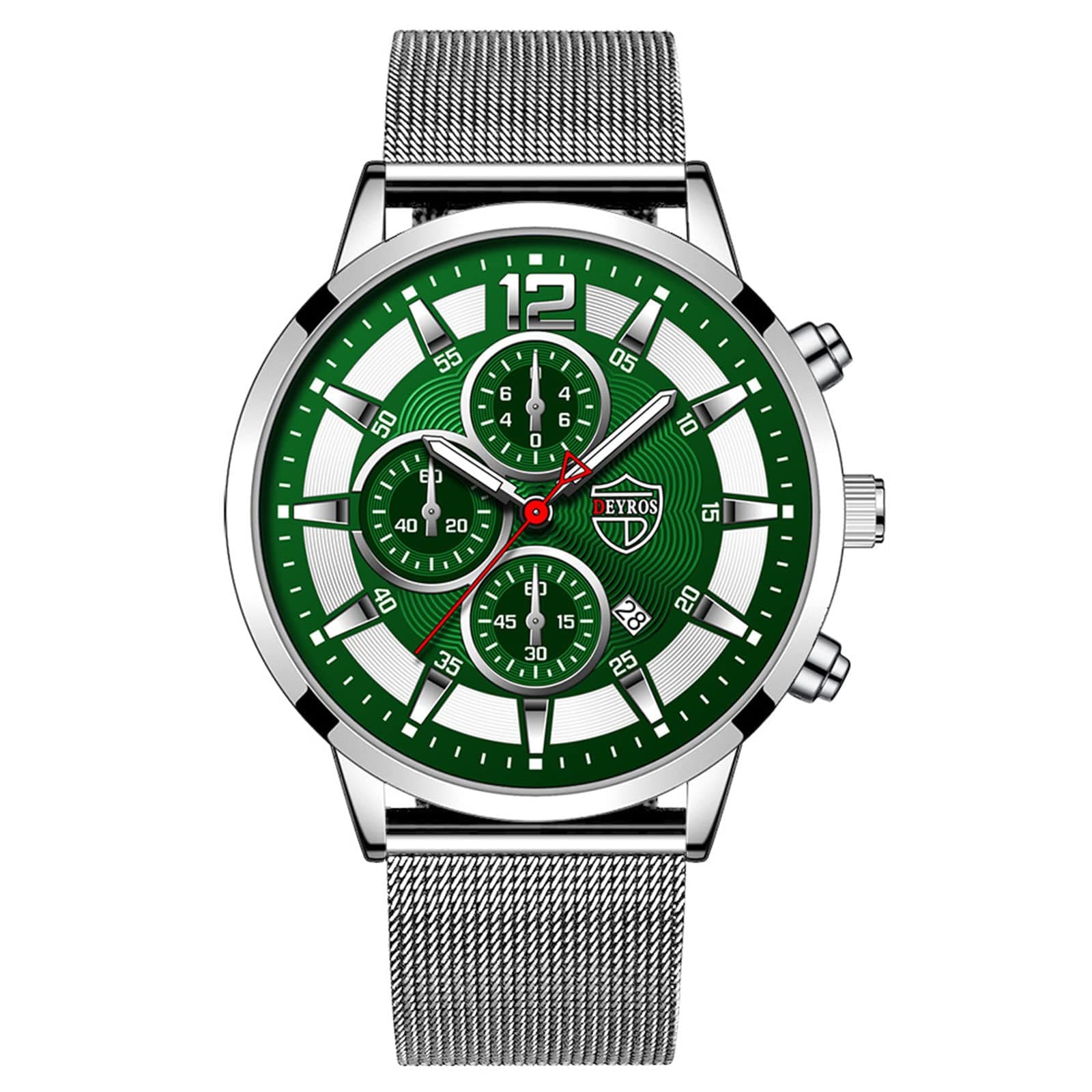 generic24 Hour Watch Mens Watches Casual Stainless Steel Analog Quartz Watch Men Wristwatch Clock Business Date Casual Watch