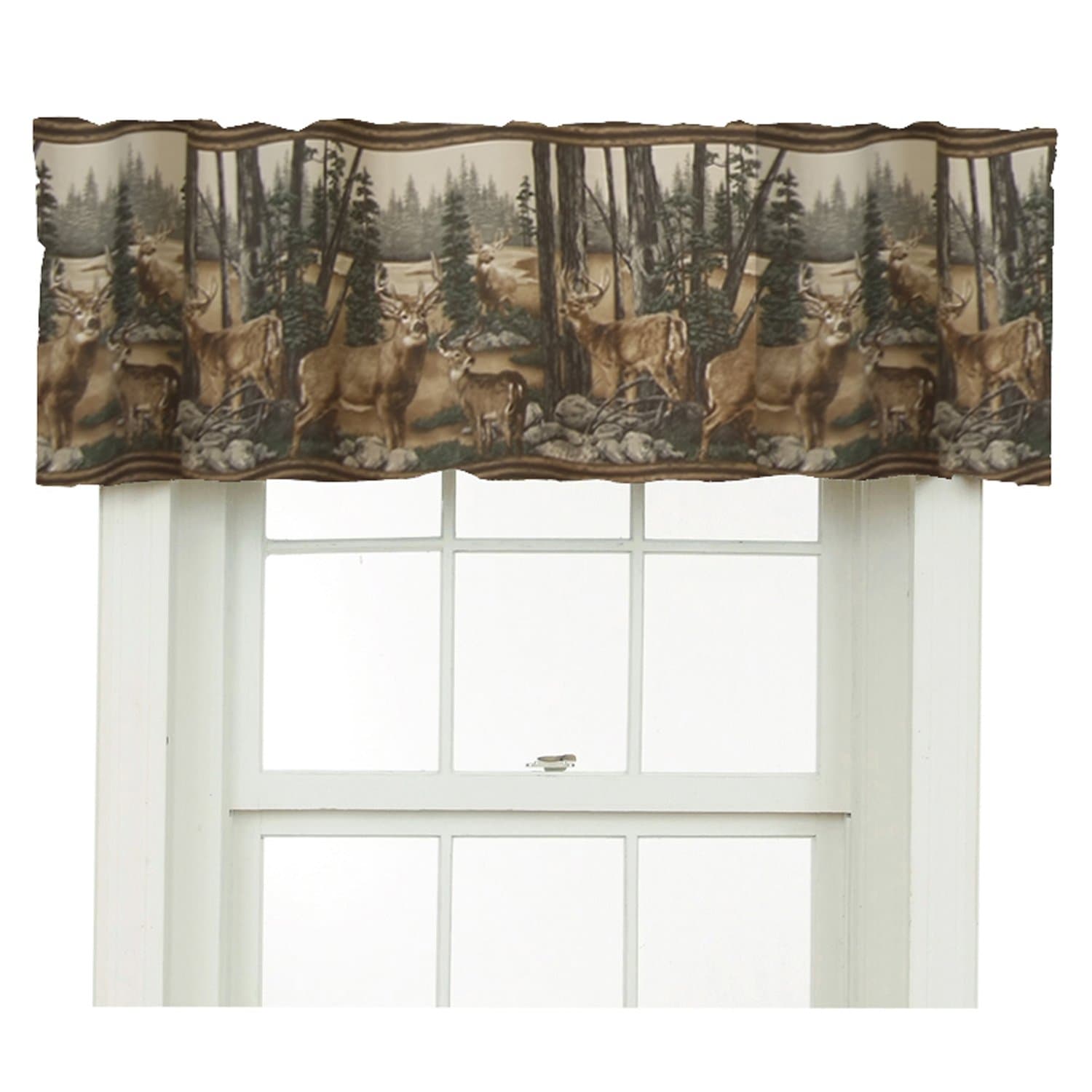 Blue Ridge Home Fashions Whitetail Dreams Rod Pocket Ruffled Curtain Valance