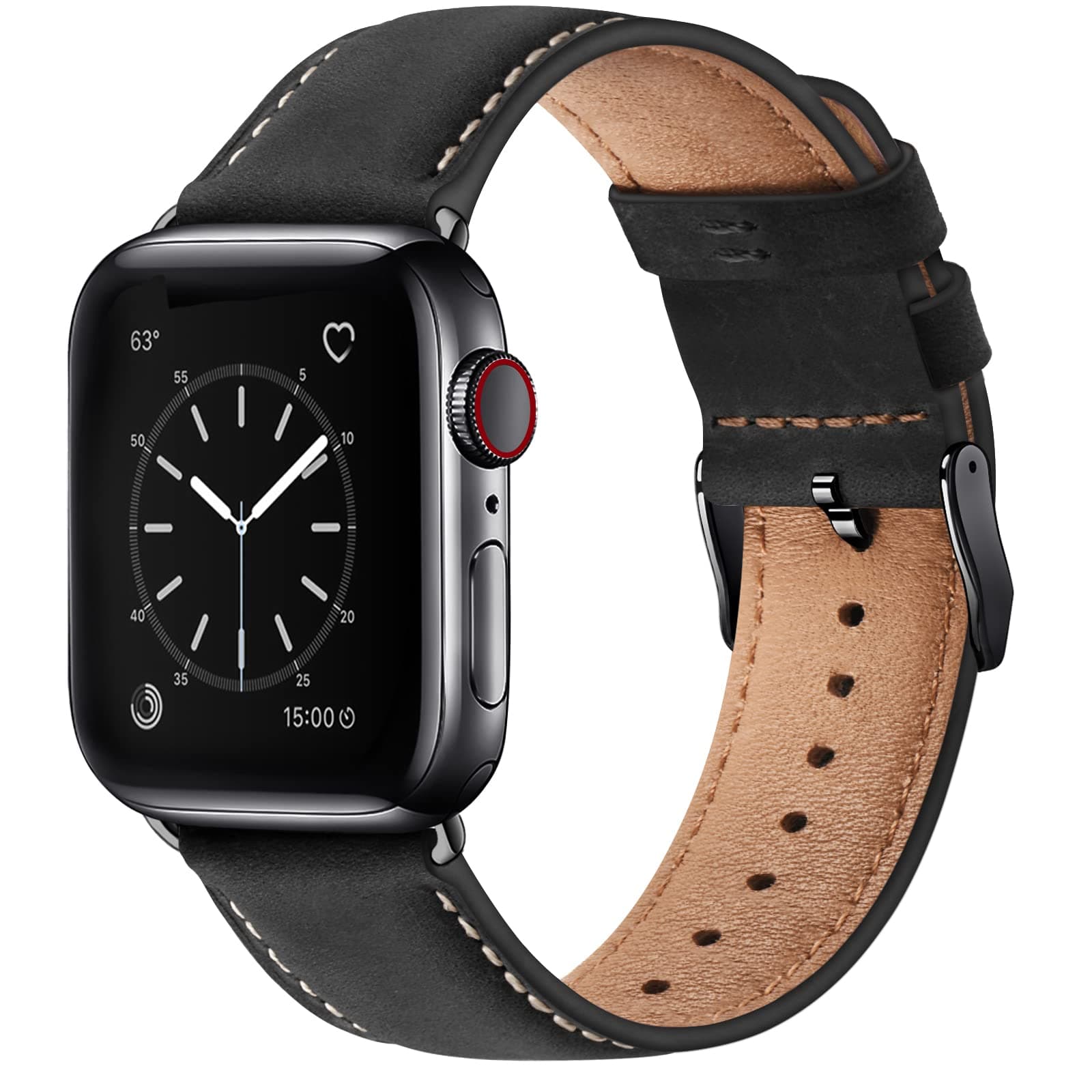 SUNFWR Leather Bands Compatible with Apple Watch Band 42mm(Series 3 2 1) 44mm 45mm 46mm 49mm for Men Women, Top Grain Genuine Leather Replacement Strap for iWatch Ultra 3 2 1, SE3 2 1, Series 11 10 9 8 7 6 5 4 3 2 1