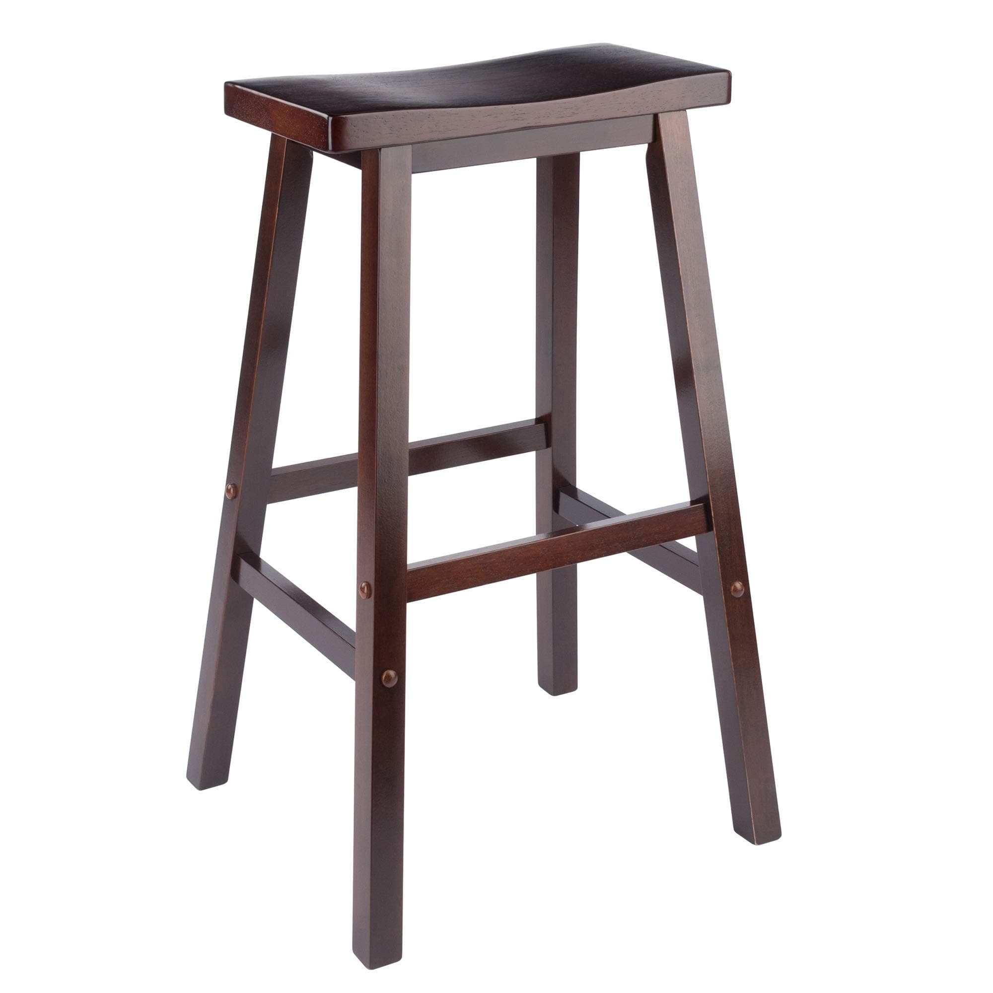 Satori Saddle Seat Bar Stool, 29-Inch, Black Finish, Solid Wood, Transitional Style