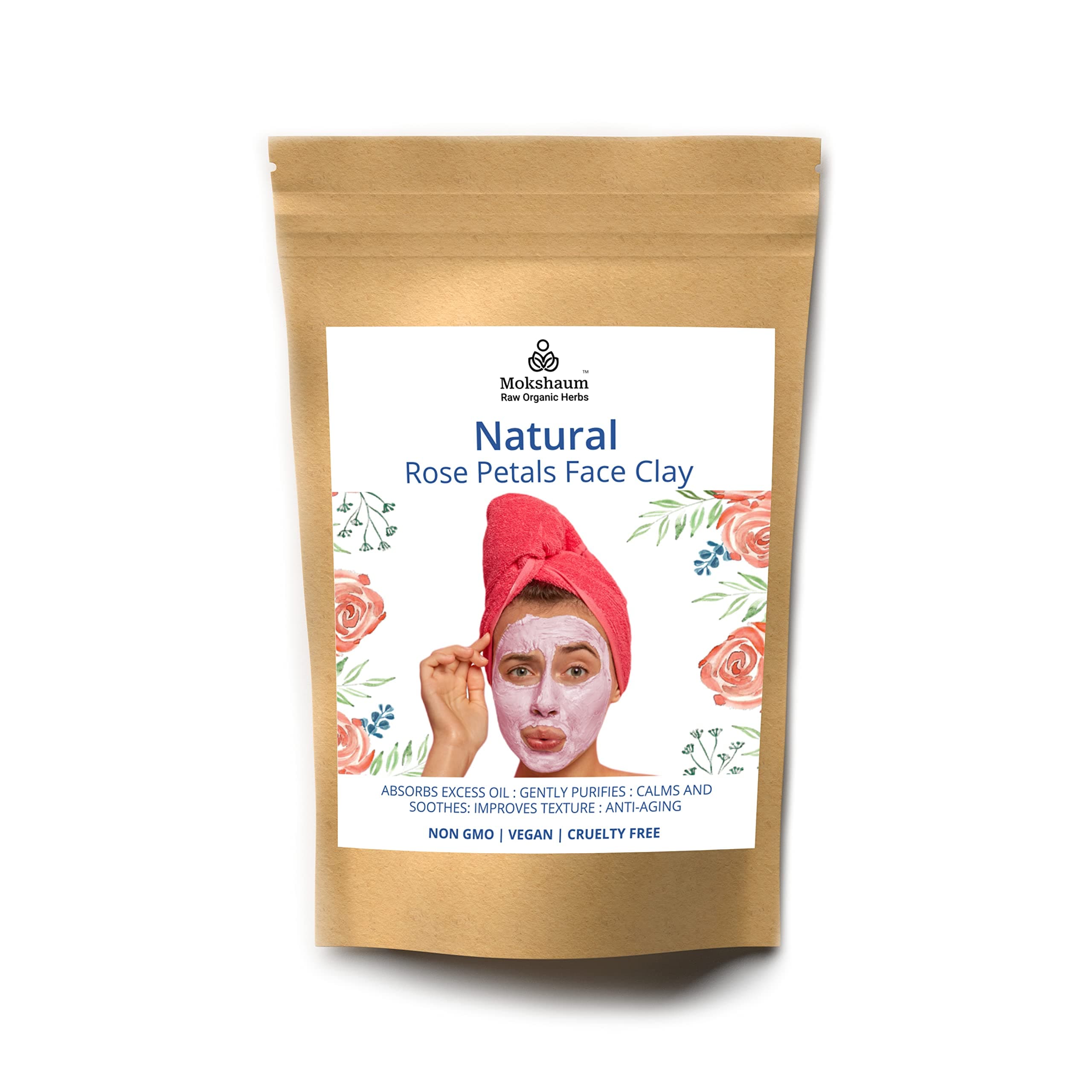MOKSHAUM Radiant and Nourished Skin with Premium Rose Petal Face Mask Powder - 200g Pack of 1 for All Skin Types