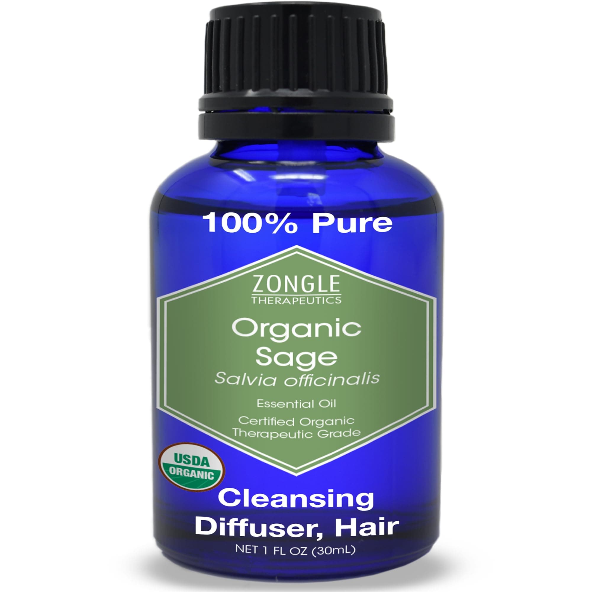 Organic, Sage Essential Oil – 100% Pure, Sage Oil, by Zongle Therapeutics, 1 OZ