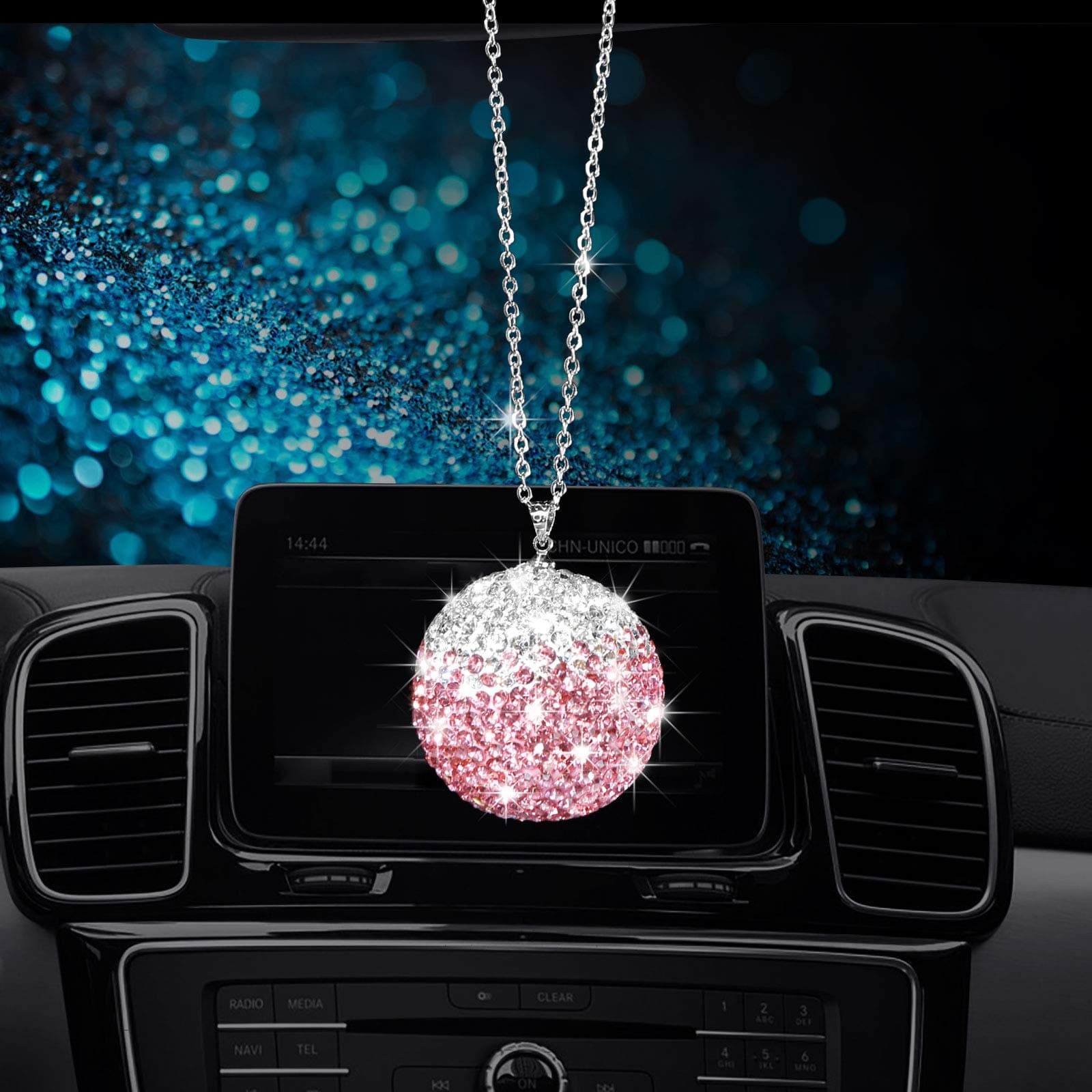 Bling Crystal Ball for Rear View Mirror, Rhinestone Home Decor Ornament, Car Accessories, Sun Catcher Glam Decoration Charm