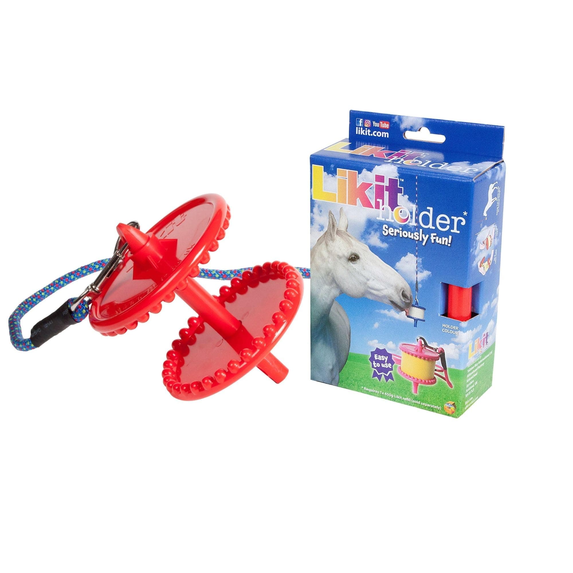 Likit Holder Red | Stable Toy for Horses, use with Likit Horse Treats | Help Horse Boredom | Red