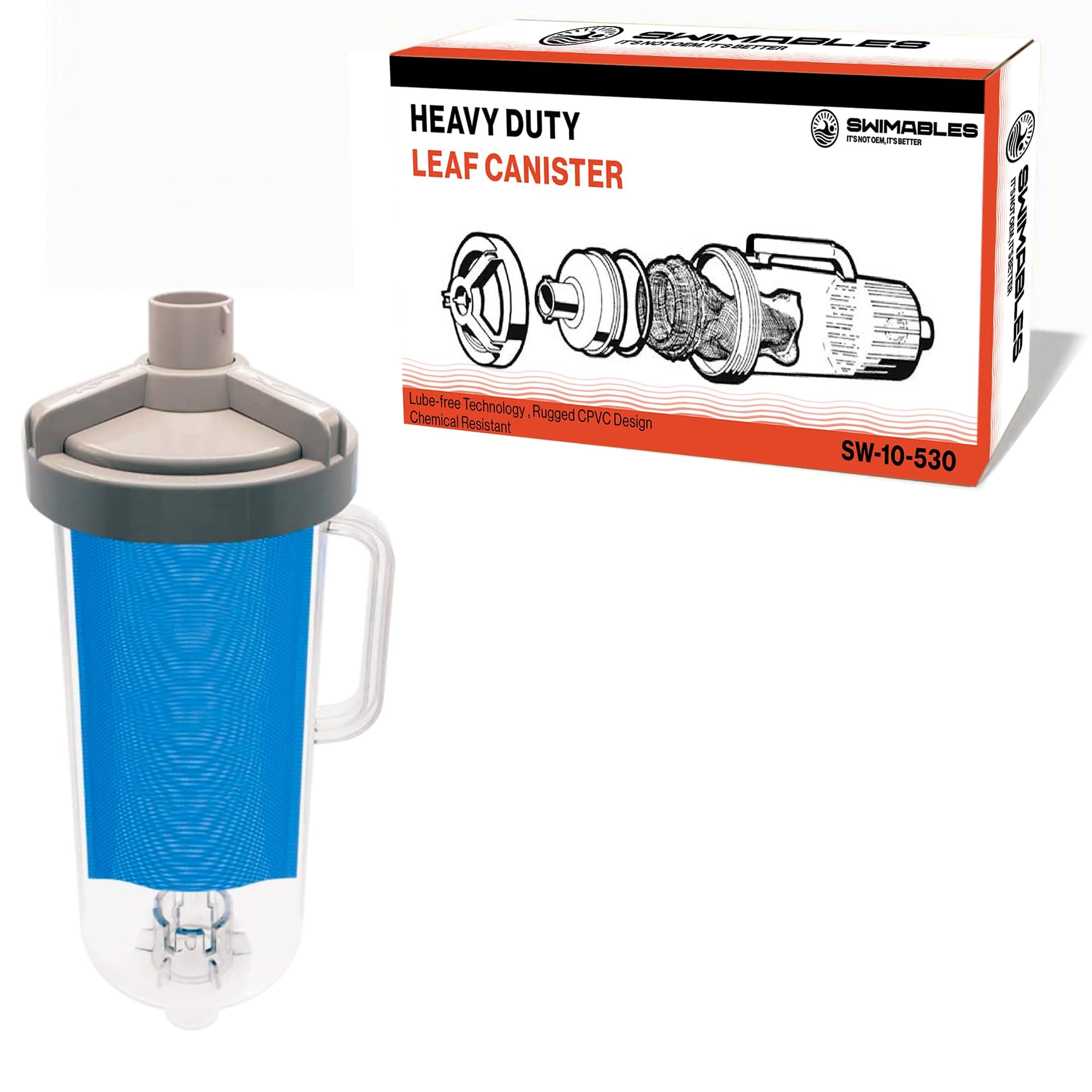 Swimables Heavy Duty Inline Leaf Canister for Pool Vacuum - Swimming Pool Leaf Canister Made with 30% More Material - Trap 50% More Leaves - Replacement for W530 Hayward Leaf Catcher