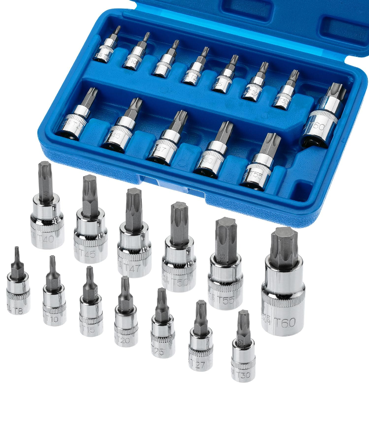 Bates Torx Bit Set - 13 Piece Socket Set, T8-T60, Star & Torx Bits