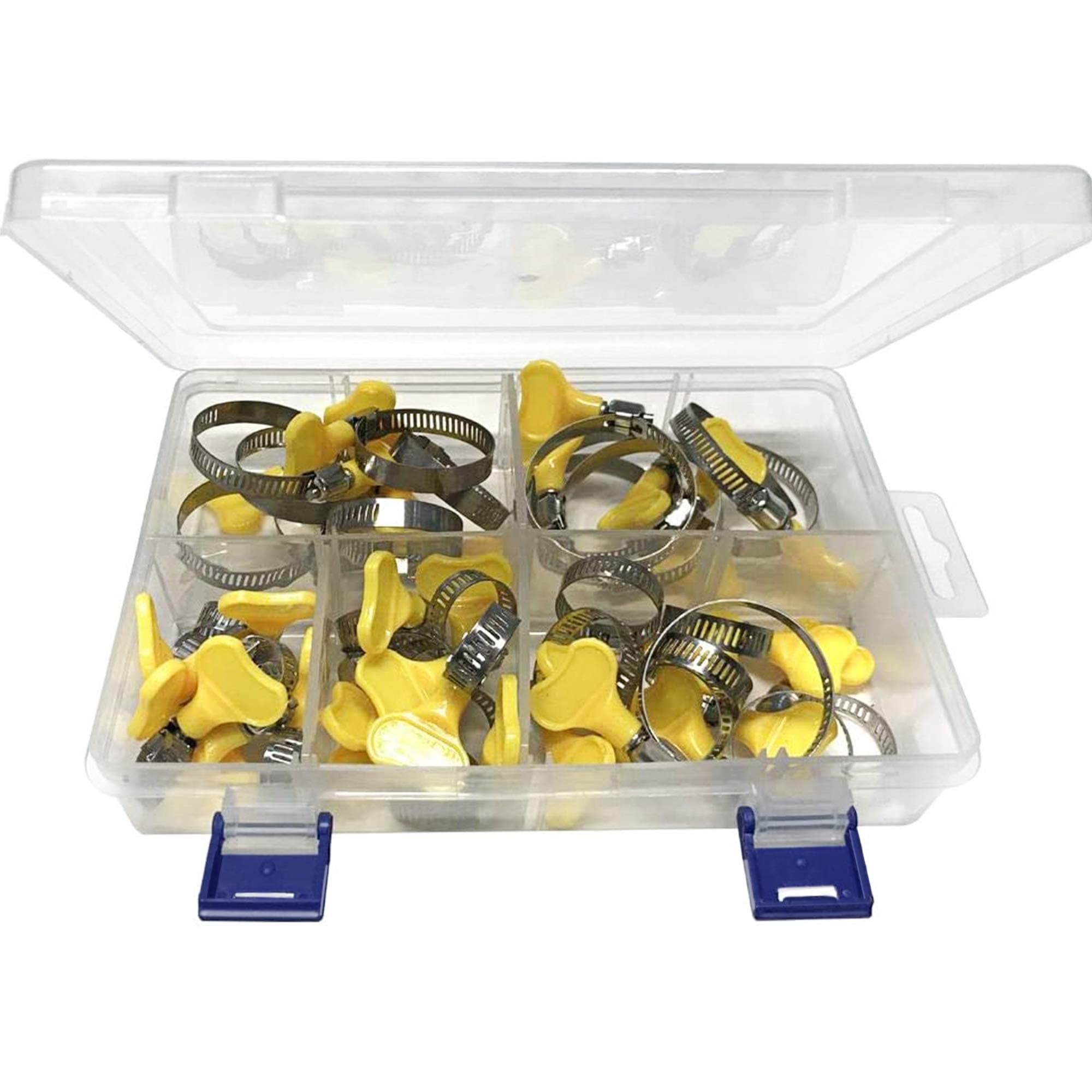 Lamondre 35 Pcs Hose Clips Easy-Turn Adjustable 8-44 mm Clamping Range Stainless Steel Hose Clamp Assorted 5 Size, Worm Gear Style