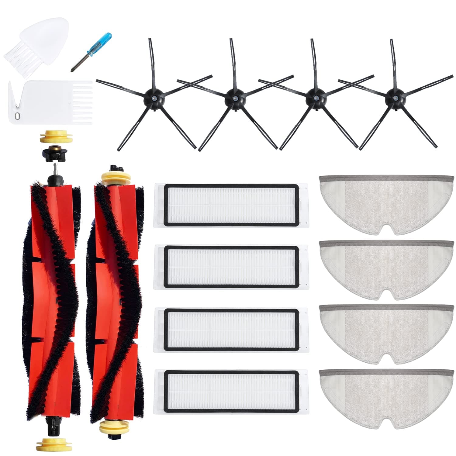 Loveco Parts Kits Compatible for Xiaomi Mijia Roborock S5 S6 S50 S51 S55 Xiao wa Series E20 E25 E35 Sweeping and Mopping Robotic ( White Side Brush Kit)