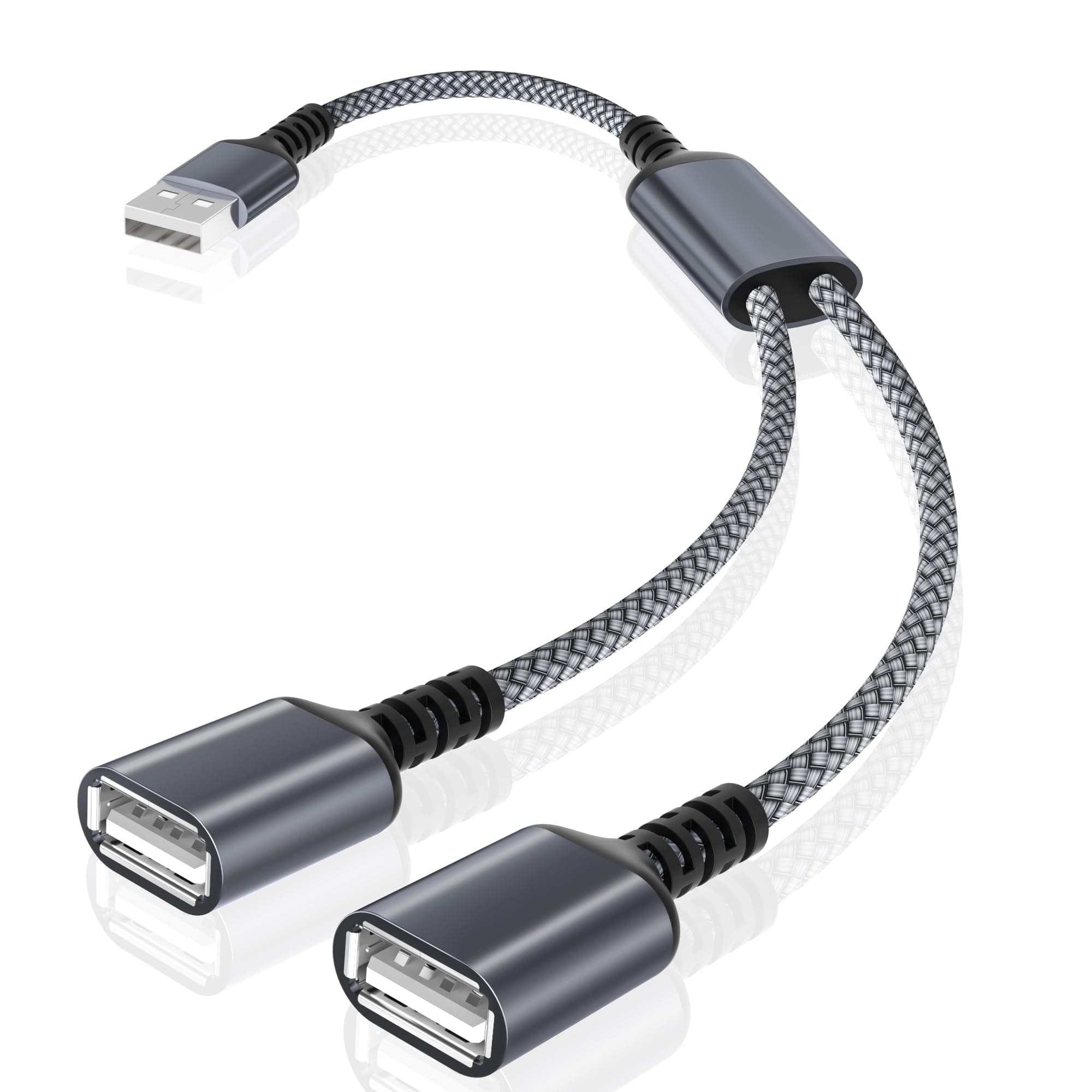 BASESAILOR USB Splitter 2 Port 0.3M,USB Y Cable,USBA Male to Double Female Extension Cord Adapter,1 In 2 Out Dual Extender Hub,Data Power Charger Split Converter For Car,Xbox One,PS4,PS5,Laptop