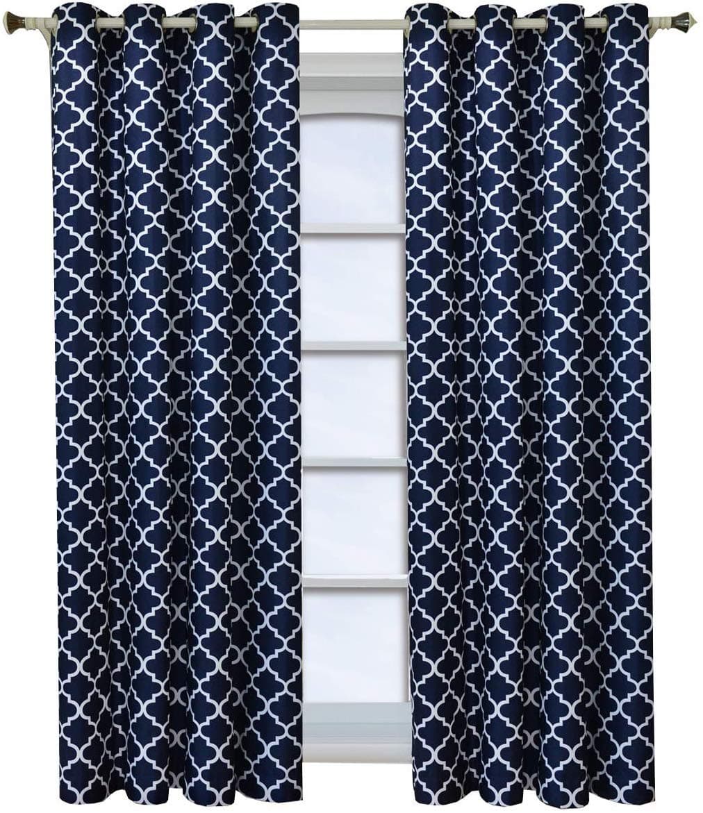 Royal Hotel Meridian Navy Grommet Room Darkening Window Curtain Panels, Pair/Set of 2 Panels, 52x84 inches Each