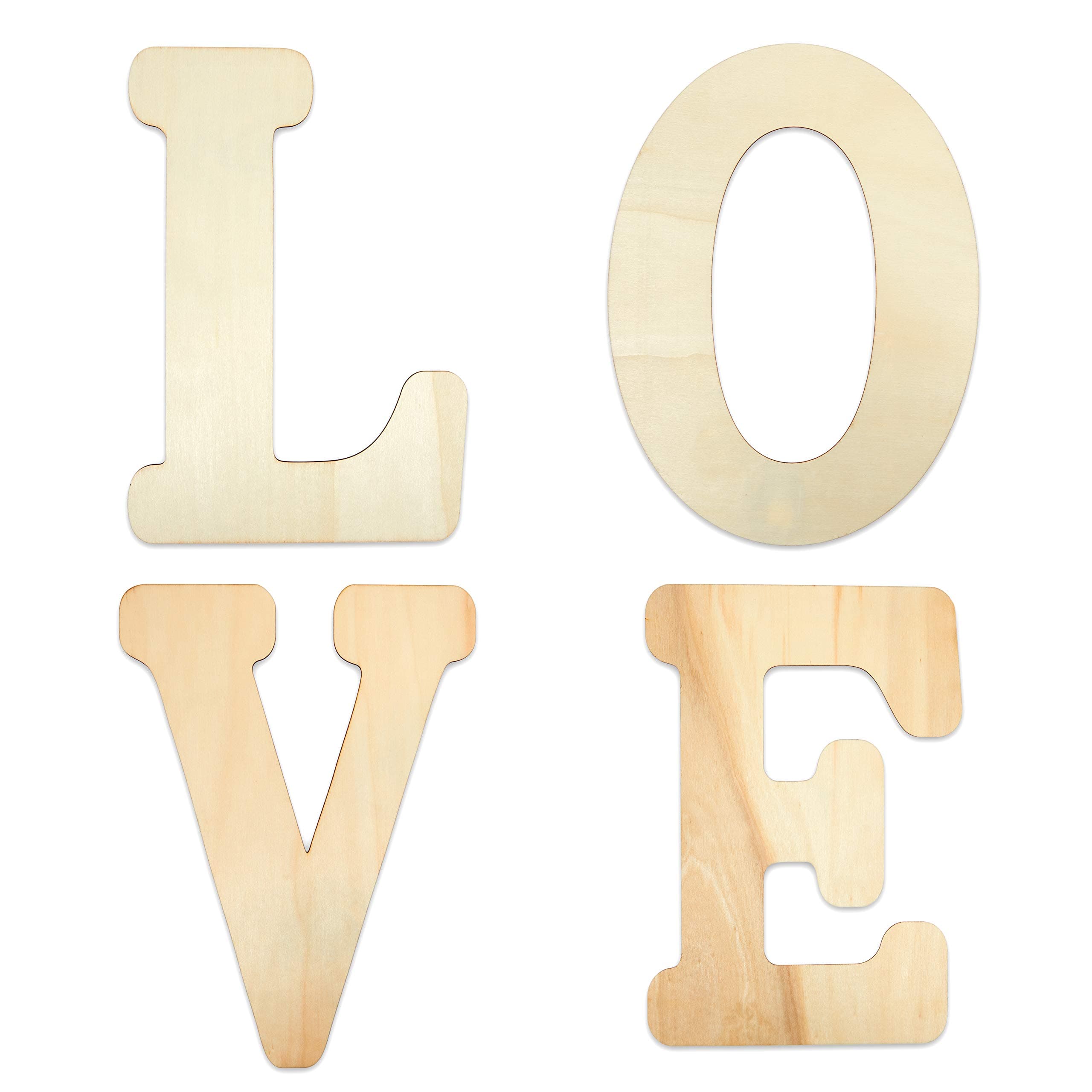 Bright Creations Unfinished Wooden Letters for Crafts, Love (12 Inches, 4 Pieces)