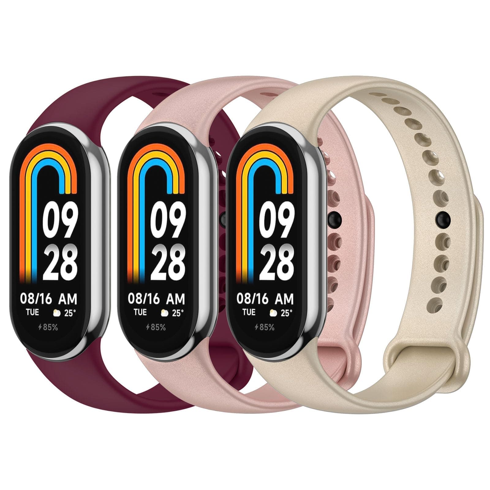 3 Pack Sport Straps for Xiaomi Mi Band 8/9/10, Soft Silicone Replacement Bands for Xiaomi Mi Band 8 &Xiaomi Mi Band 9& Xiaomi Mi Band 10 Fitness Tracker