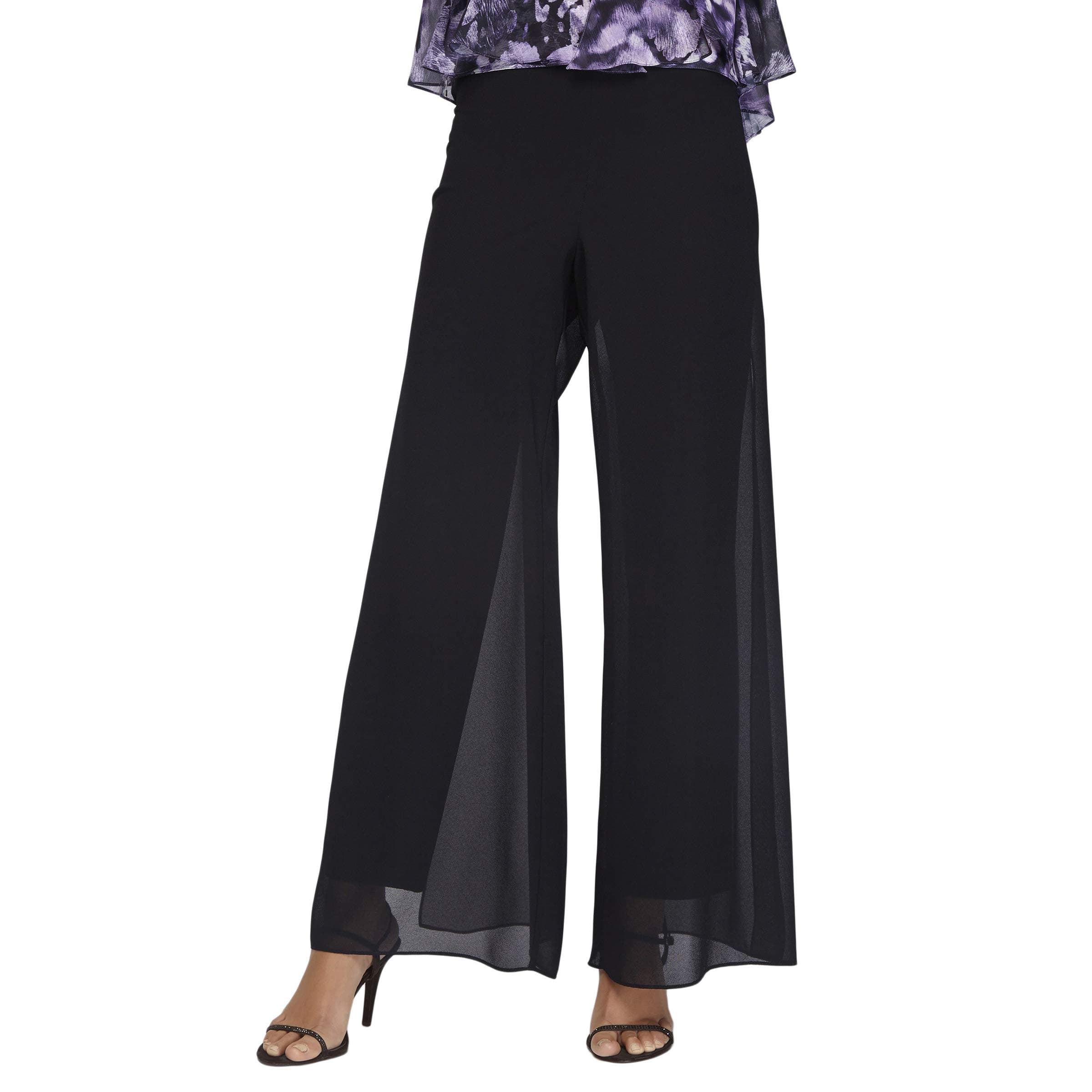Alex Evenings Womens Wide Leg Chiffon Dress Pant for Mother of The Bride, Elegant Party Outfit (Petite and Regular Sizes)