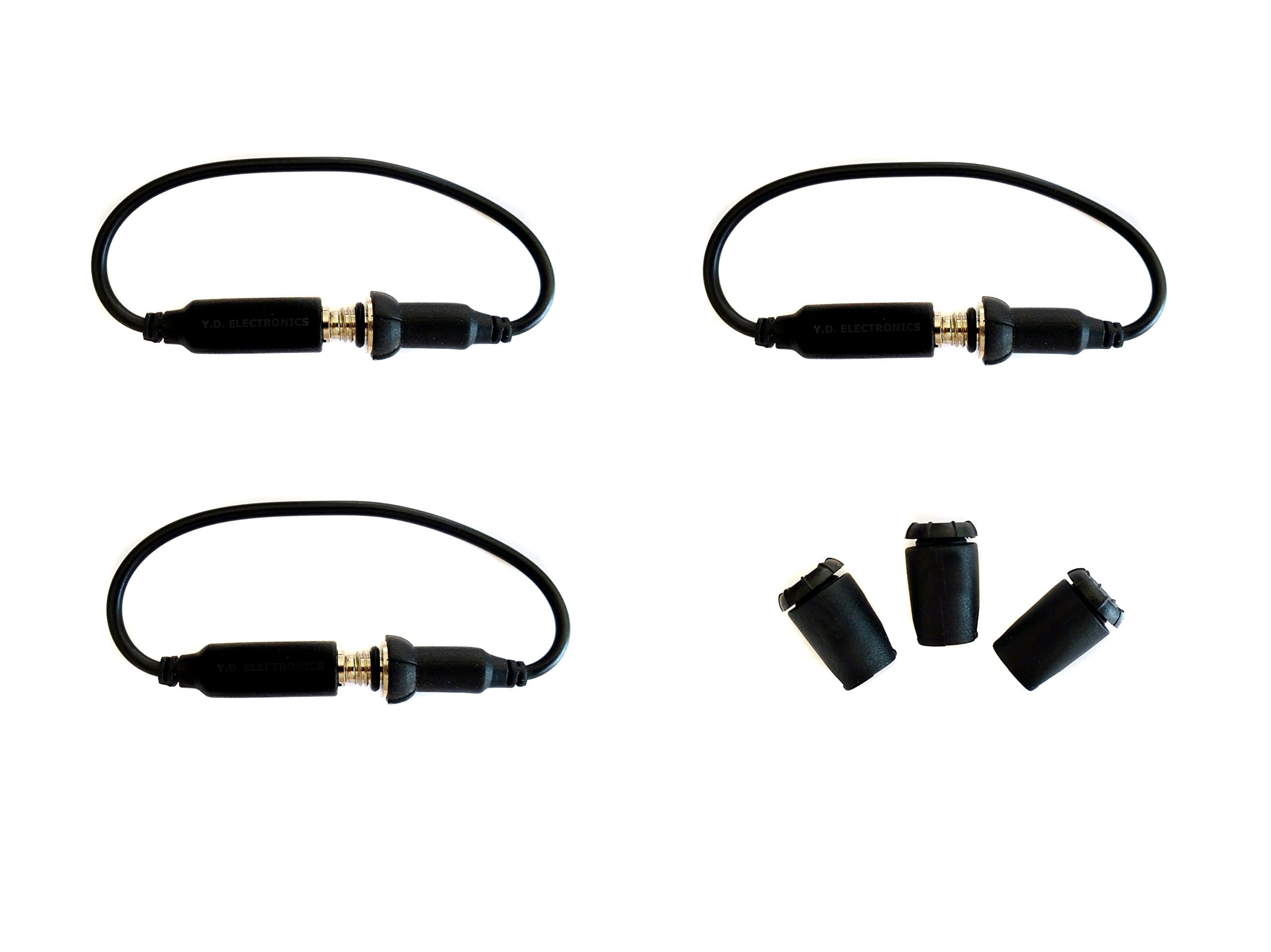 YD ELECTRONICS Headphone Adapter with Black Jack Cover and Keeper for iPhone 4/4S Lifeproof Cases - Set of 3