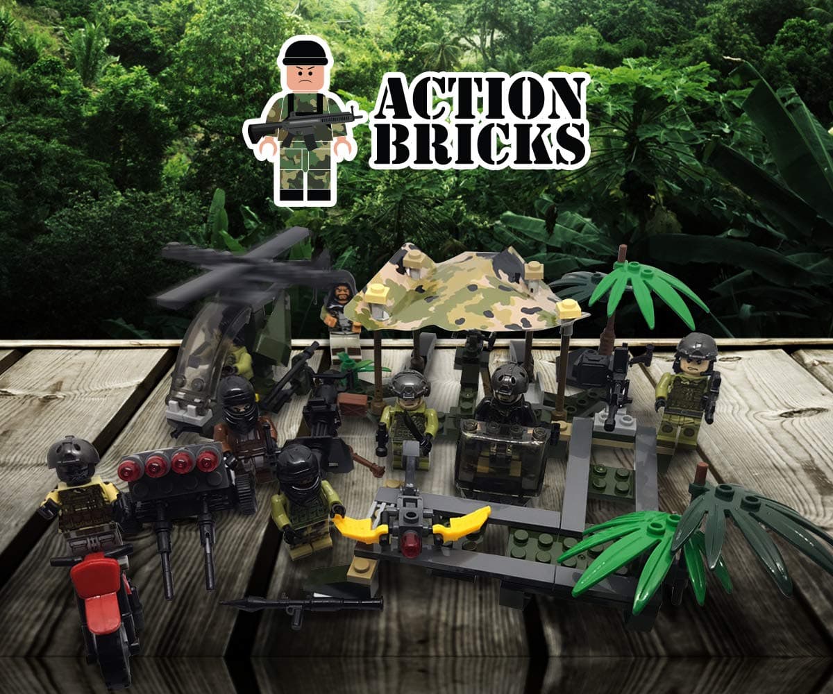 Army Men Minifigures Special Forces Brick Army Men Set of Minifigures Toys Military Army Men Toys War Soldiers Action Figures Tank Motorcycle Plastic Weapons Soldier (Gorilla Warfare)