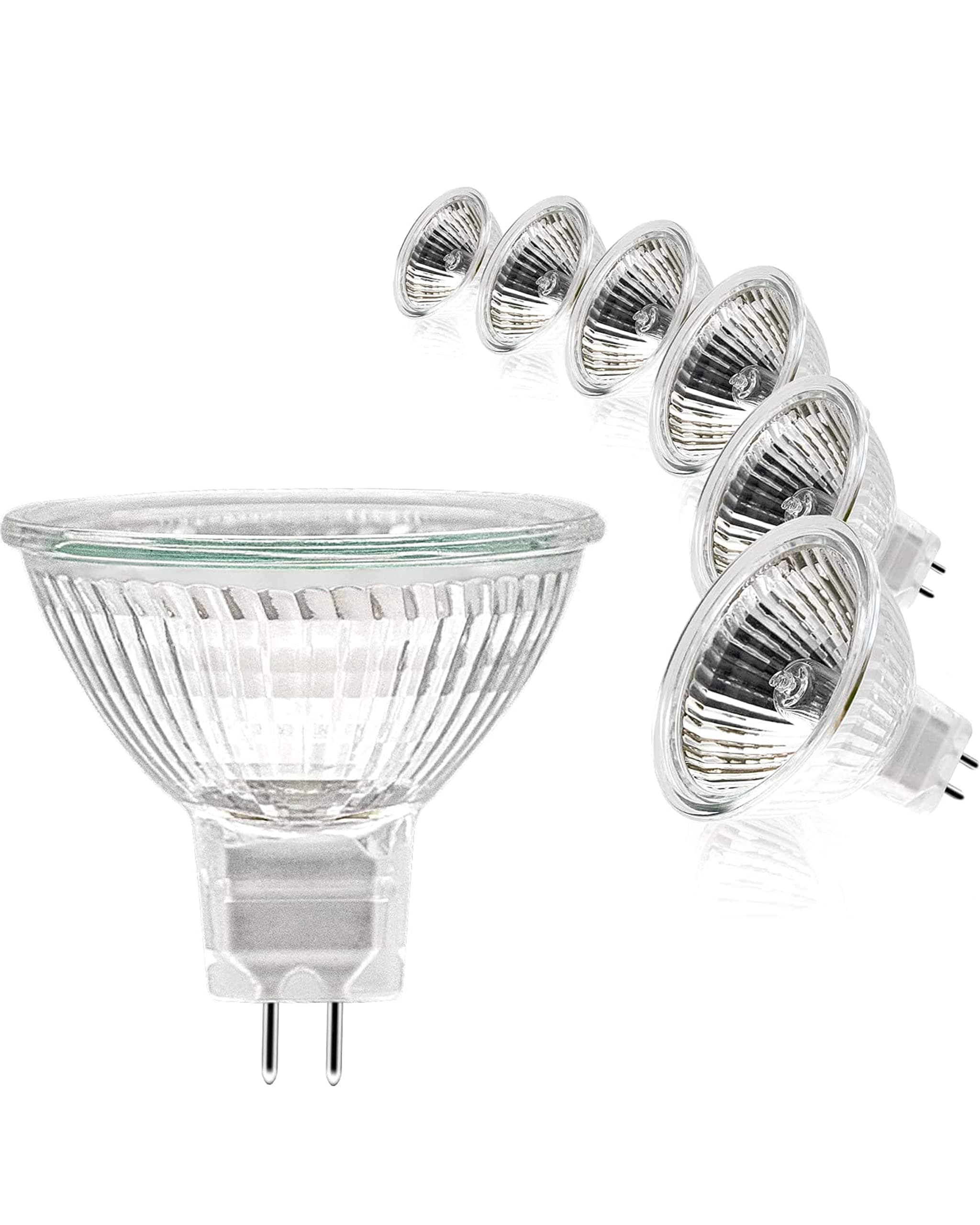 MR16 Halogen Light Bulbs, (6 Pack)12V 50W Spotlight Bulb Dimmable for Ceiling Light, 2 Pin Halogen Spotlight Bulbs 2700K Warm White