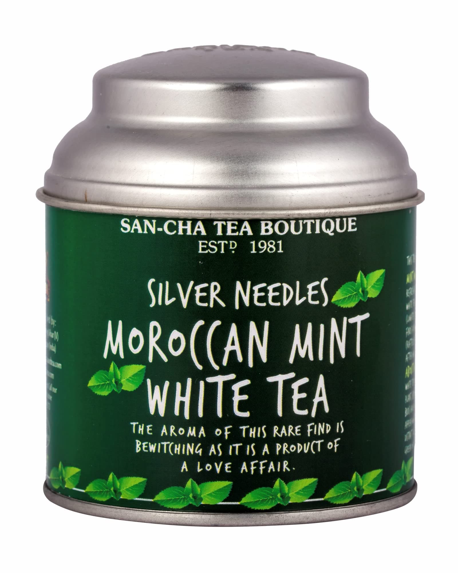 Sancha Tea Boutique, Moroccan Mint White Tea, 25g Loose Leaves | Refreshing & Calming Silver Needle White Tea with Real Mint | Detox & Antioxidant Rich | Micro-Batch Blended