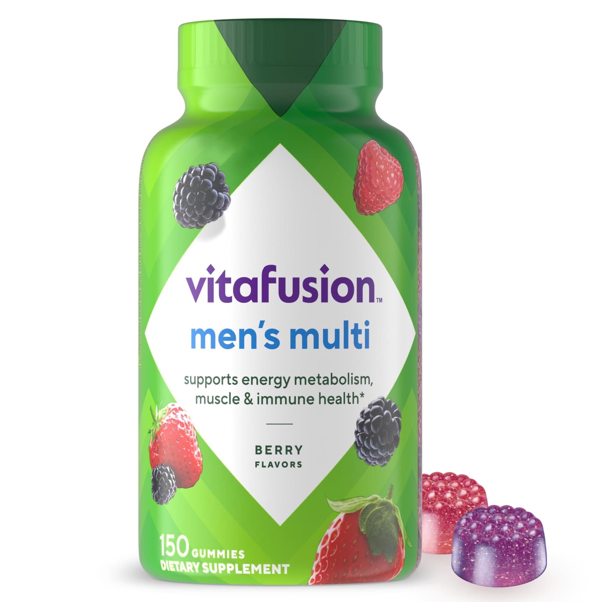 vitafusion Adult Gummy Vitamins for Men, Berry Flavored Men’s Multivitamin Gummy Supplement with Vitamins A, C, D, E, B6, B12, 75 Day Supply, 150 Count