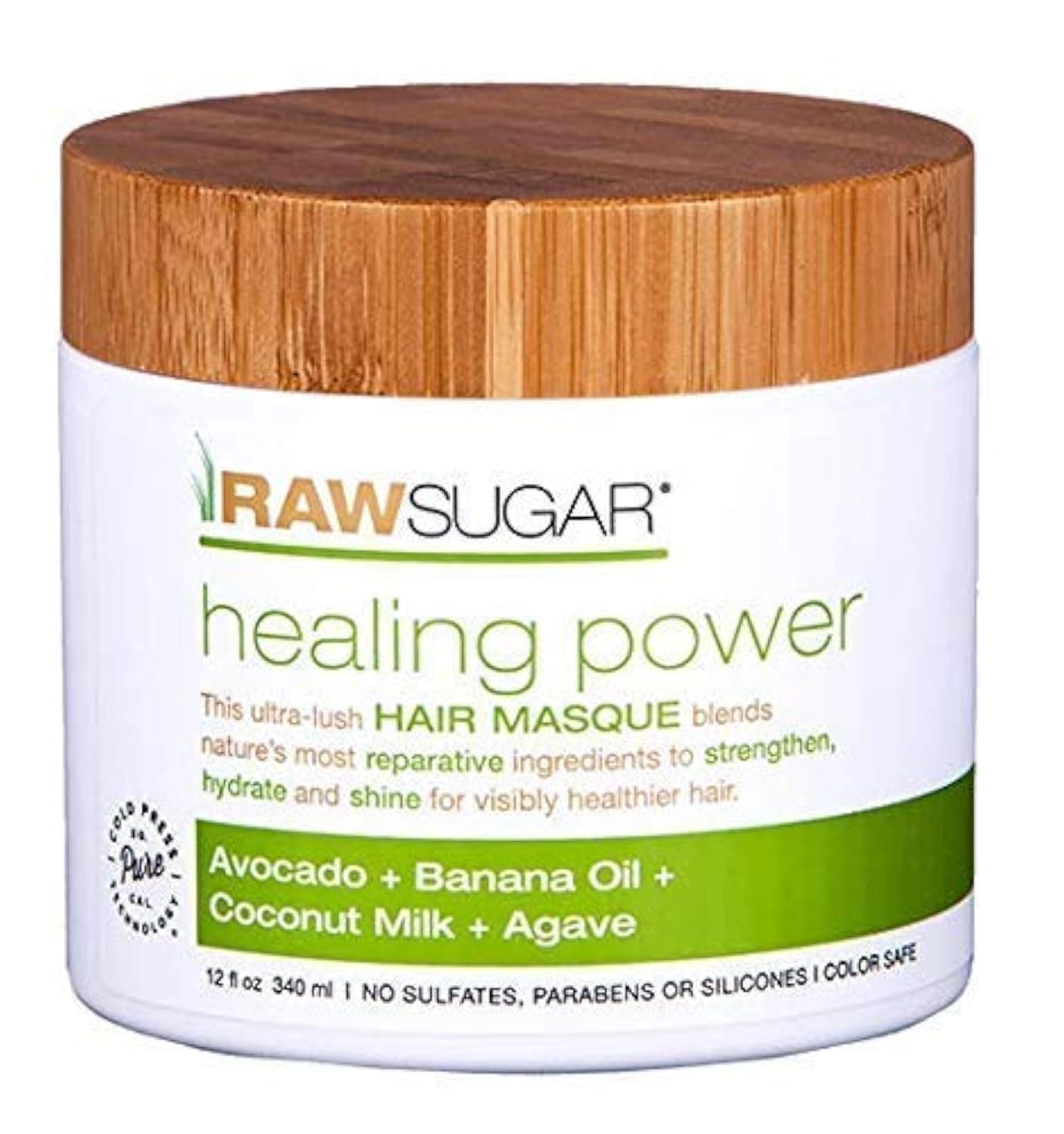 Raw Sugar Living Healing Power Hair Masque Avocado, Banana Oil, Coconut Milk, Agave