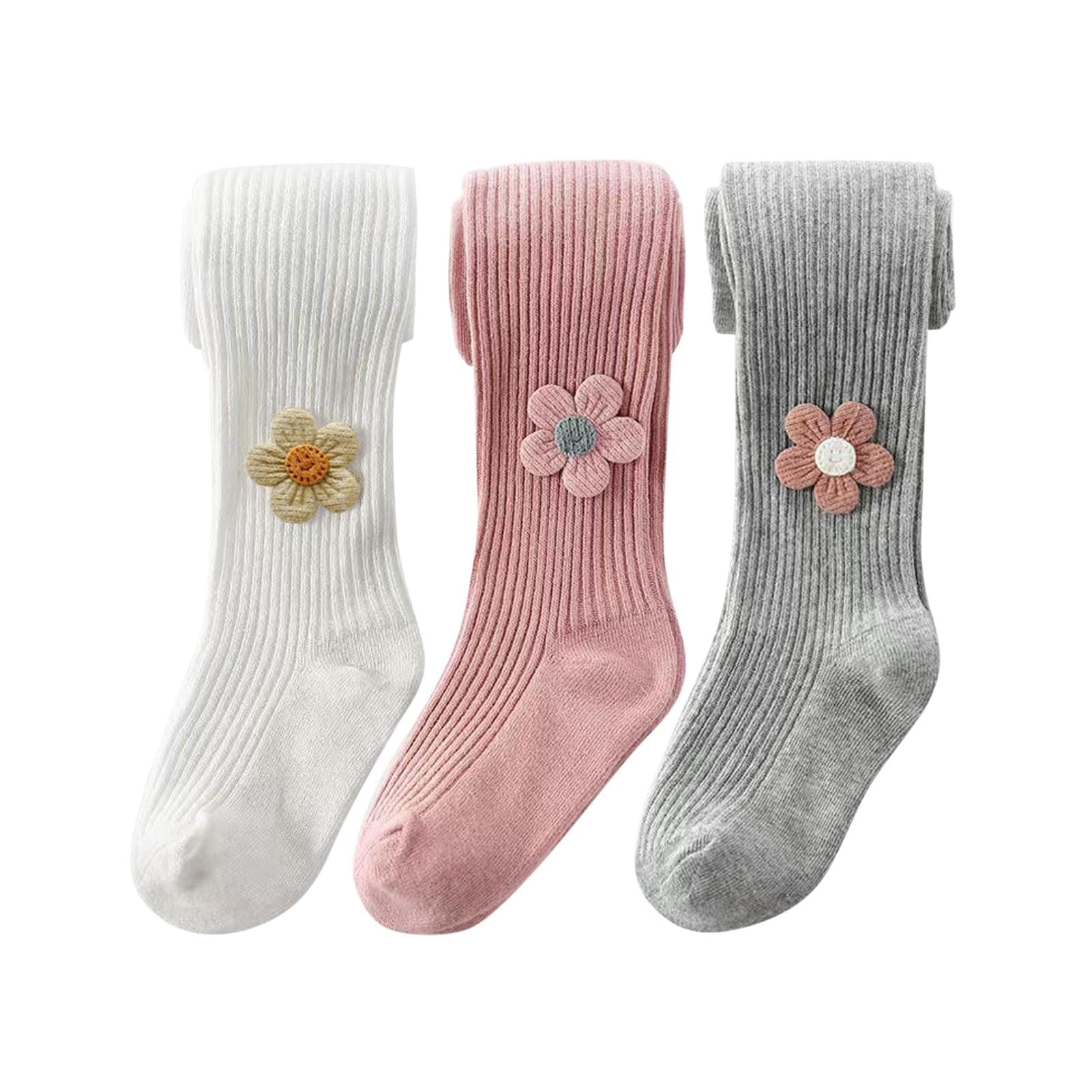 3pack Flower Cotton little Girls Tights Toddler Girls Stocking 1-8 Years