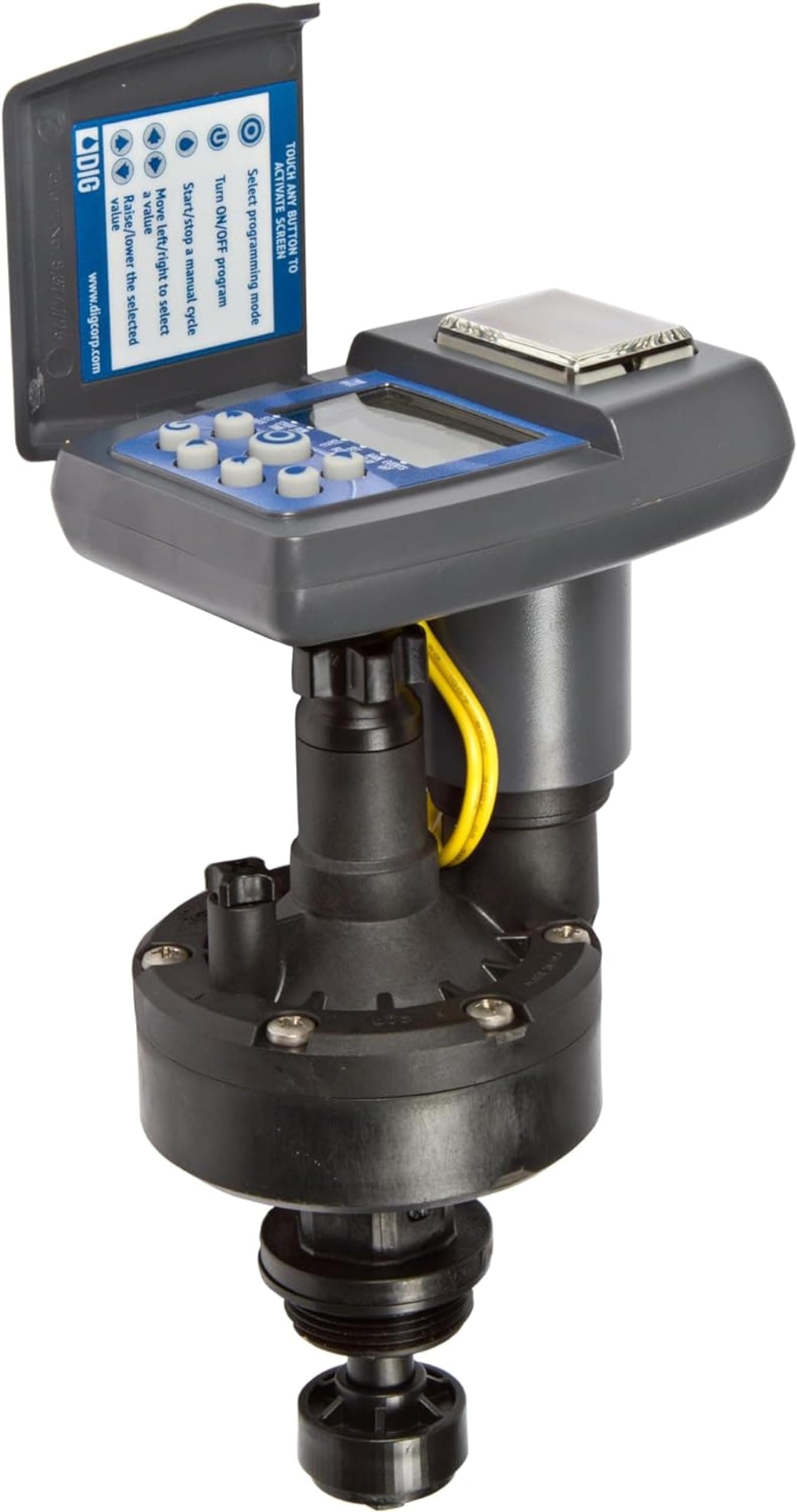 DIG LEIT 1 MVA Solar Powered Irrigation Timer - Advanced Solar Technology, 3/4" & 1" Valve Actuator Adapter Kit, Ideal for Efficient Water Management