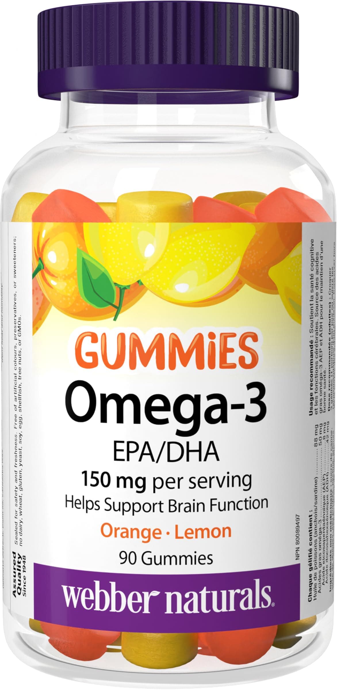 Omega-3 Gummies 50 mg EPA/DHA · EPA/DHA, Orange · Cherry · Lemon, 90 Gummies