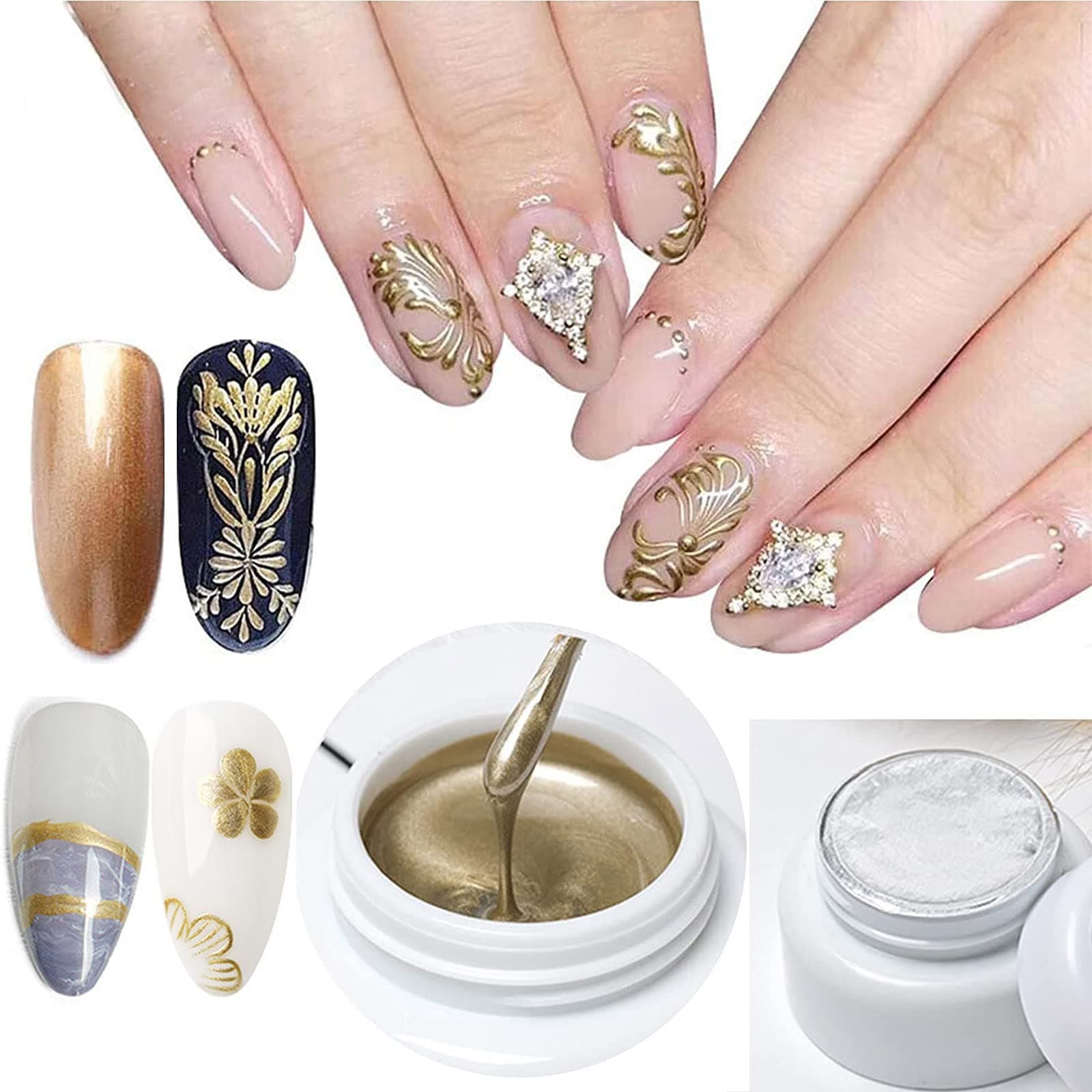 1PCS Metallic Painted Nail Gel Polish Painting Drawing UV Gel Polish DIY Design Creative Liner Gel Nail Polish Dark Gold Color