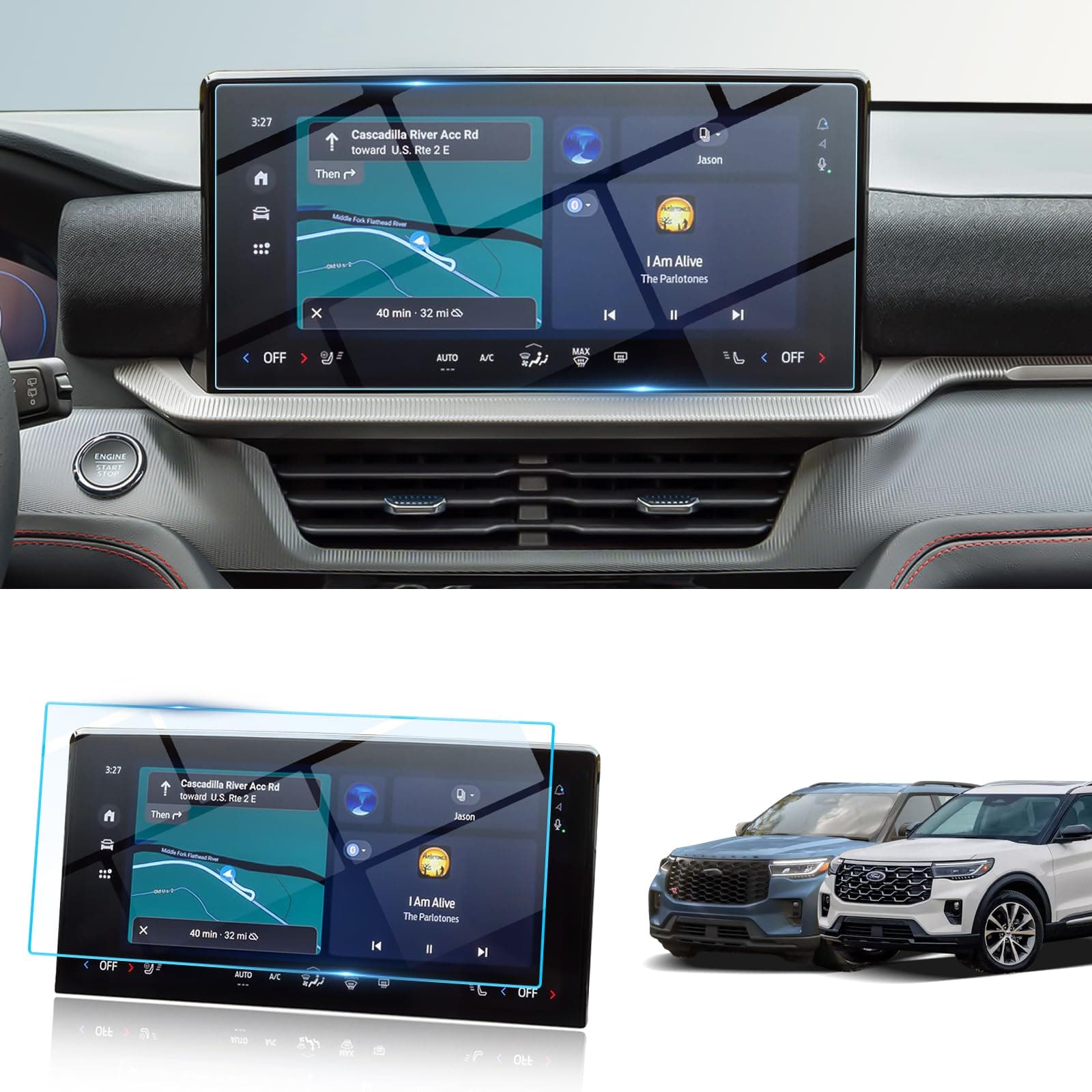 BIBIBO for 2025 2026 Ford Explorer Screen Protector for 2025 2026 Ford Explorer (Active/T-Line/ST/latinum) 2026 Explore Tremor 13.2 inch Display Tempered Glass Anti Glare& Scratch Ultra-Clear Ford