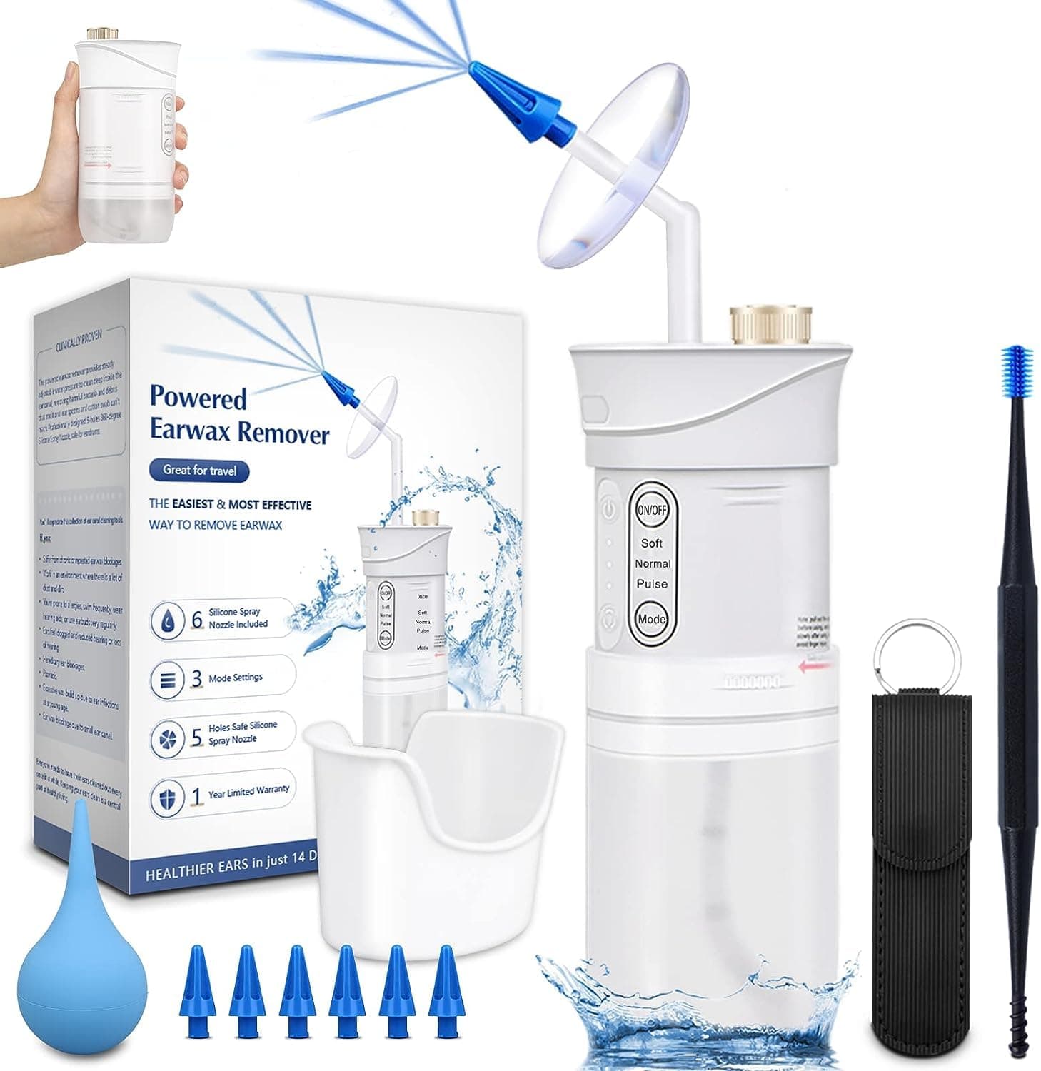 Ear Wax Removal Kit with 5 Streams Water 3 Modes Safe & Effective Ear Cleaning Kit Ear Wax Cleaner for Adults,Kids,Ear Wax Removal Kit Easy to Use