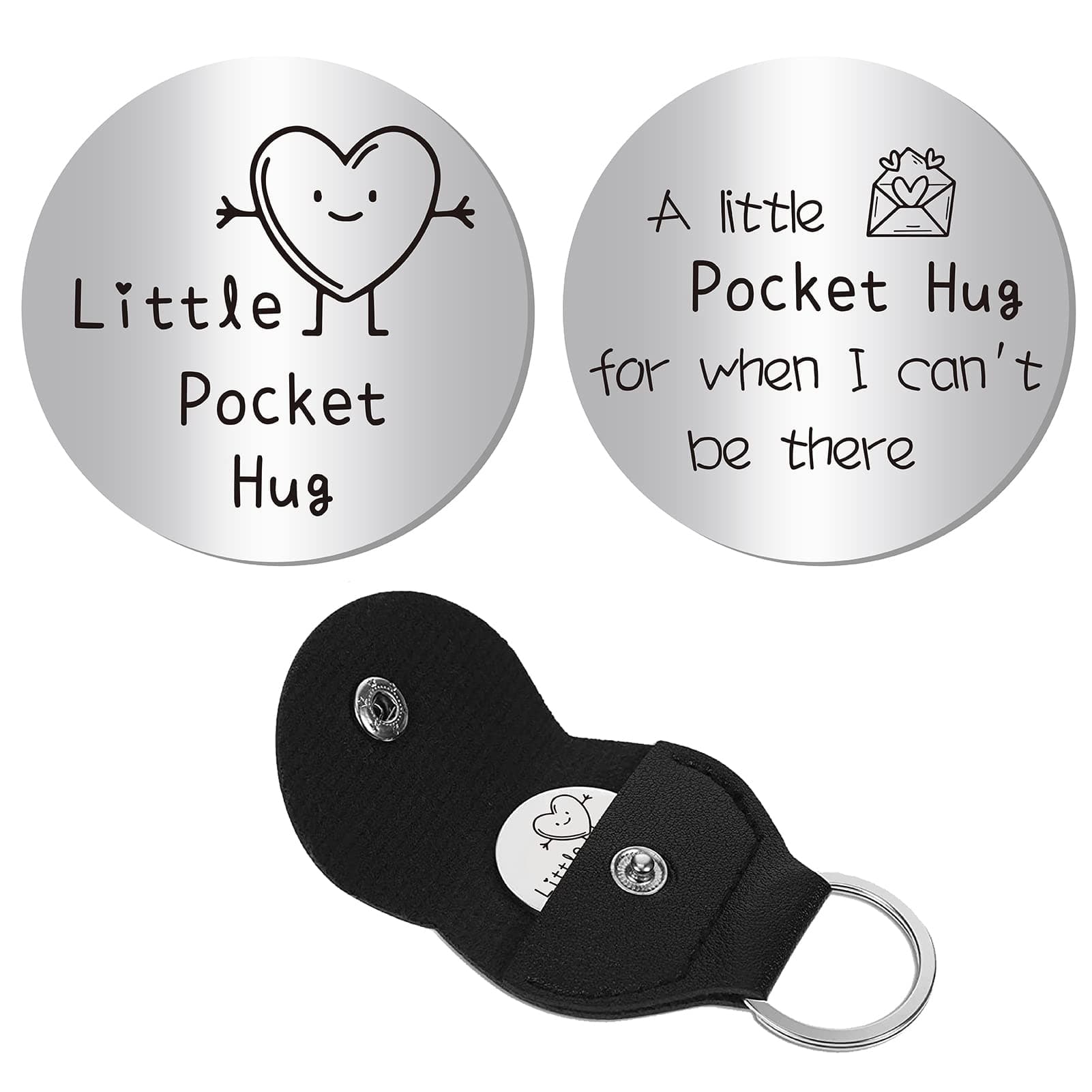 Pocket Hug Token Inspiration Gift Long Distance Relationship Keepsake Stainless Steel Double Sided