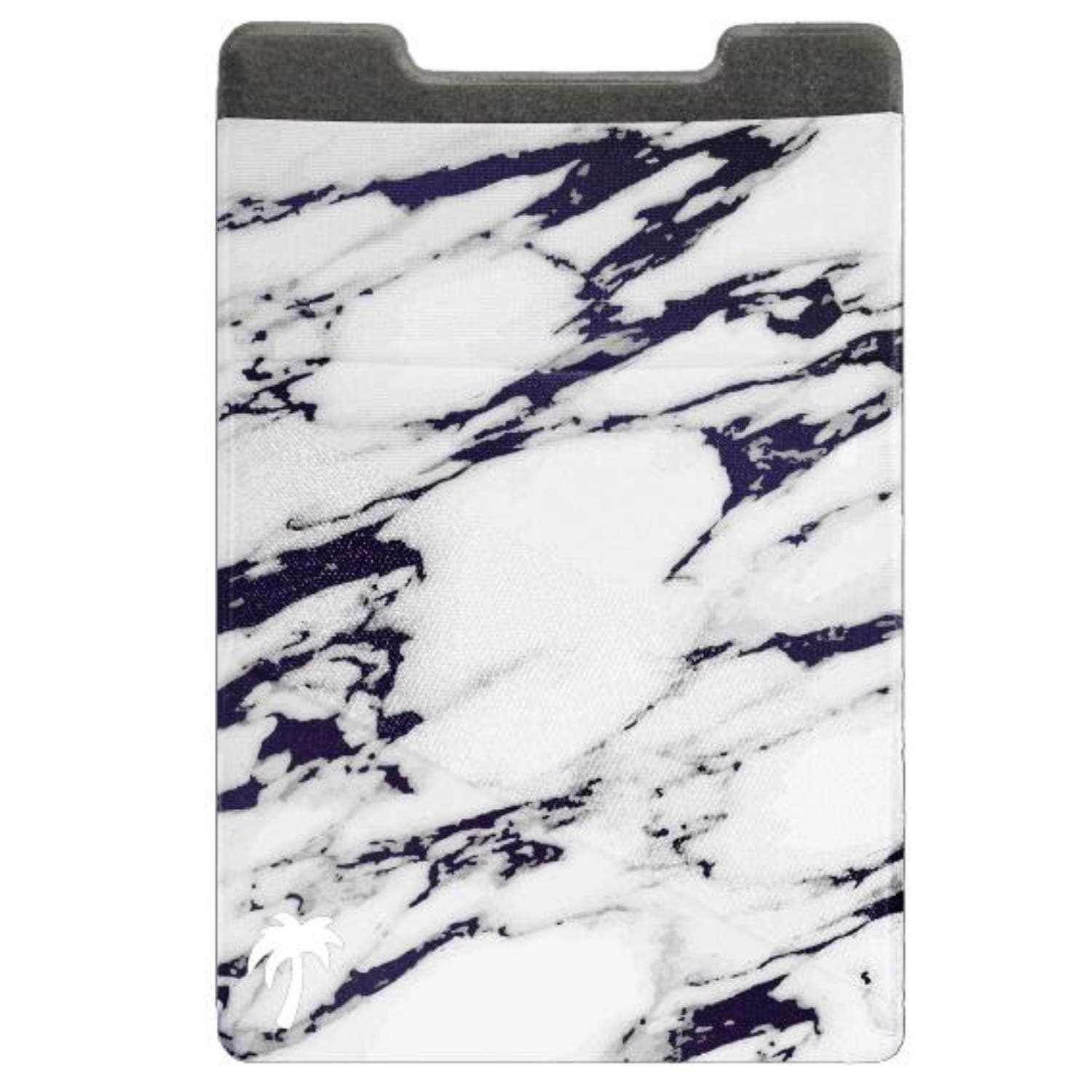 LIFESTYLE DESIGNS The StickyWallet – Premium Spandex Stick-on Phone Wallet Card Holder for any Case – Unique Double Pocket Design + Finger Strap (White Marble, 1 Pack)