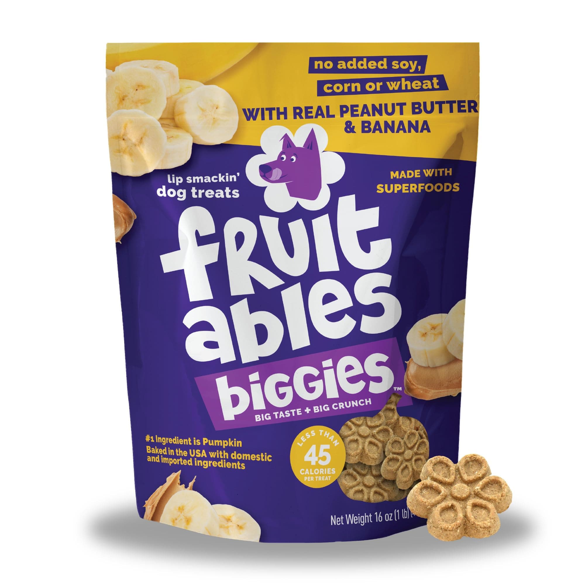 Biggies Dog Biscuits, Crunchy Dog Biscuits Made with Pumpkin , Healthy Dog Treats Packed with flavour, Free of Wheat, Corn and Soy – Peanut Butter & Banana