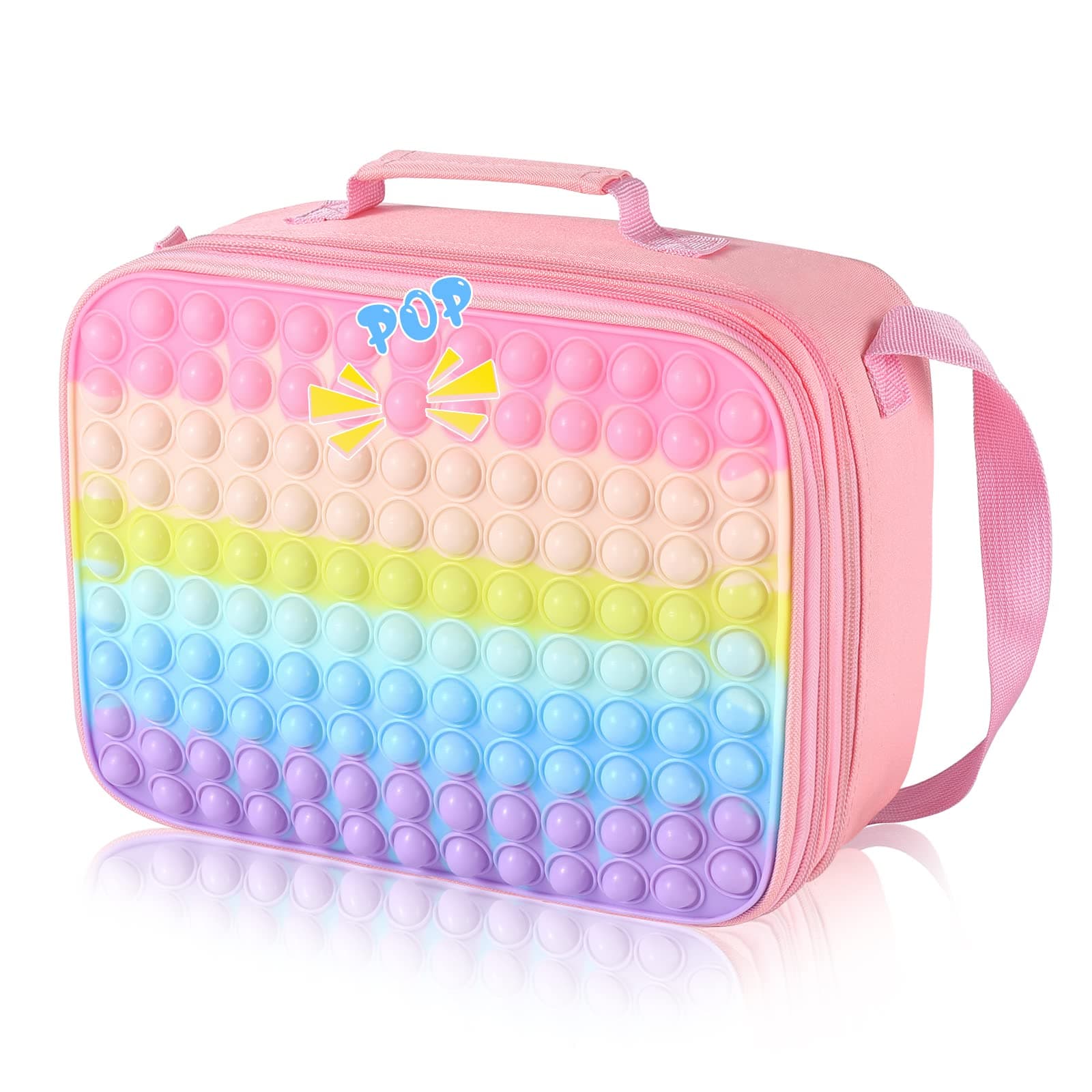 Girls Pop Lunch Box,Kids Insulated Lunch Bag,Back to School Lunch Large Tote Bag for School Office,Leakproof Cooler Lunch Box with Adjustable Shoulder Strap for Girls