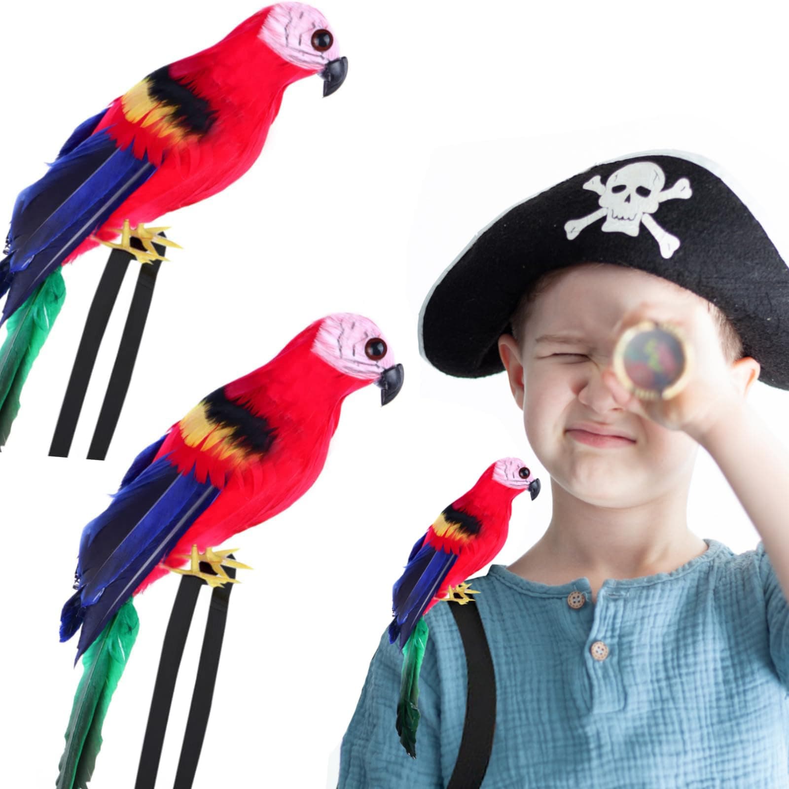 Pirate Parrot on Shoulder Life Sized Parrot Toy for Costume Accessories for Halloween Party