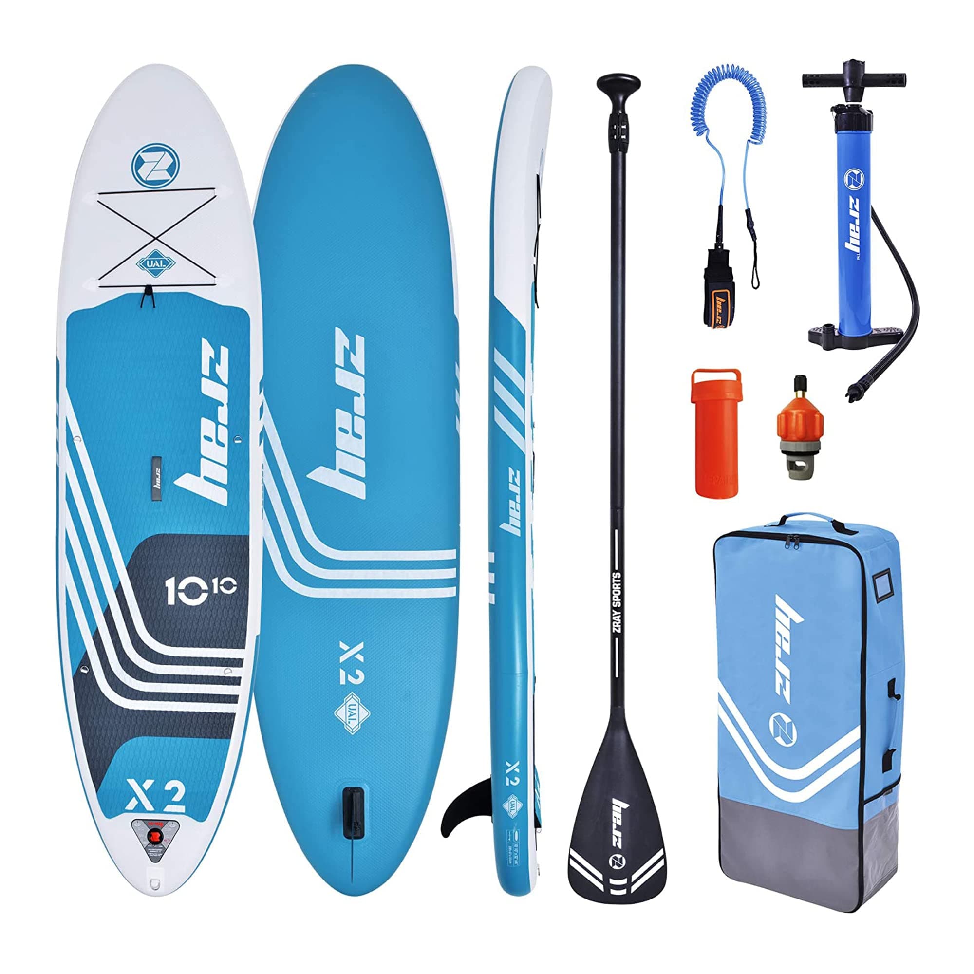 ZrayX-Rider X1 Inflatable SUP Outdoor Sport All Around Stand Up Paddle Board Kit with Ultimate Agile Light Technology, Blue/White