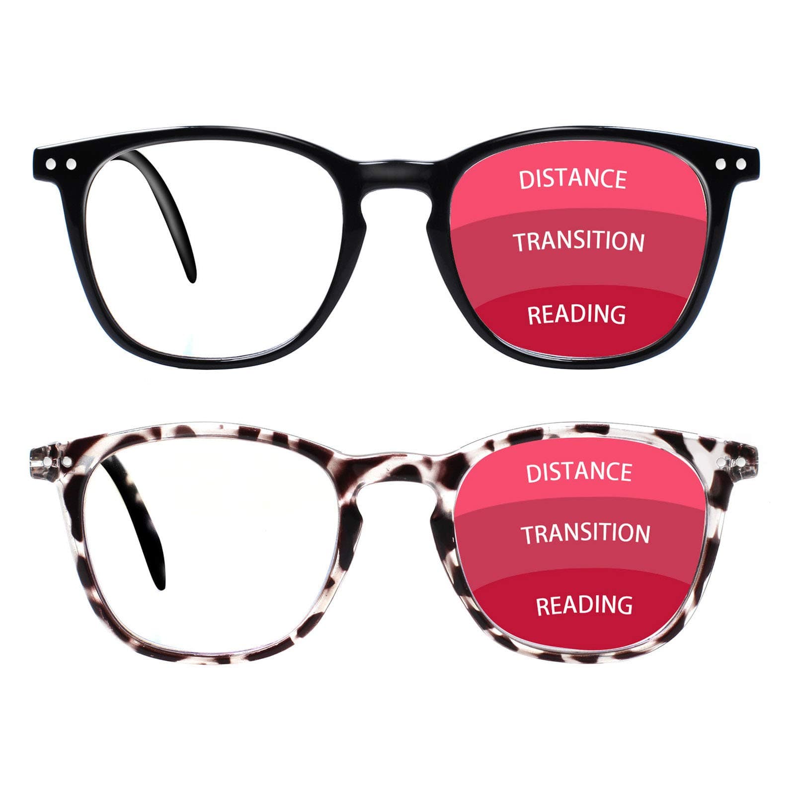 VIDEBLA Progressive Multifocus Reading Glasses Blue Light Blocking Women/Men,Computer Readers with Spring Hinge (2 Mix Color, 2.00)